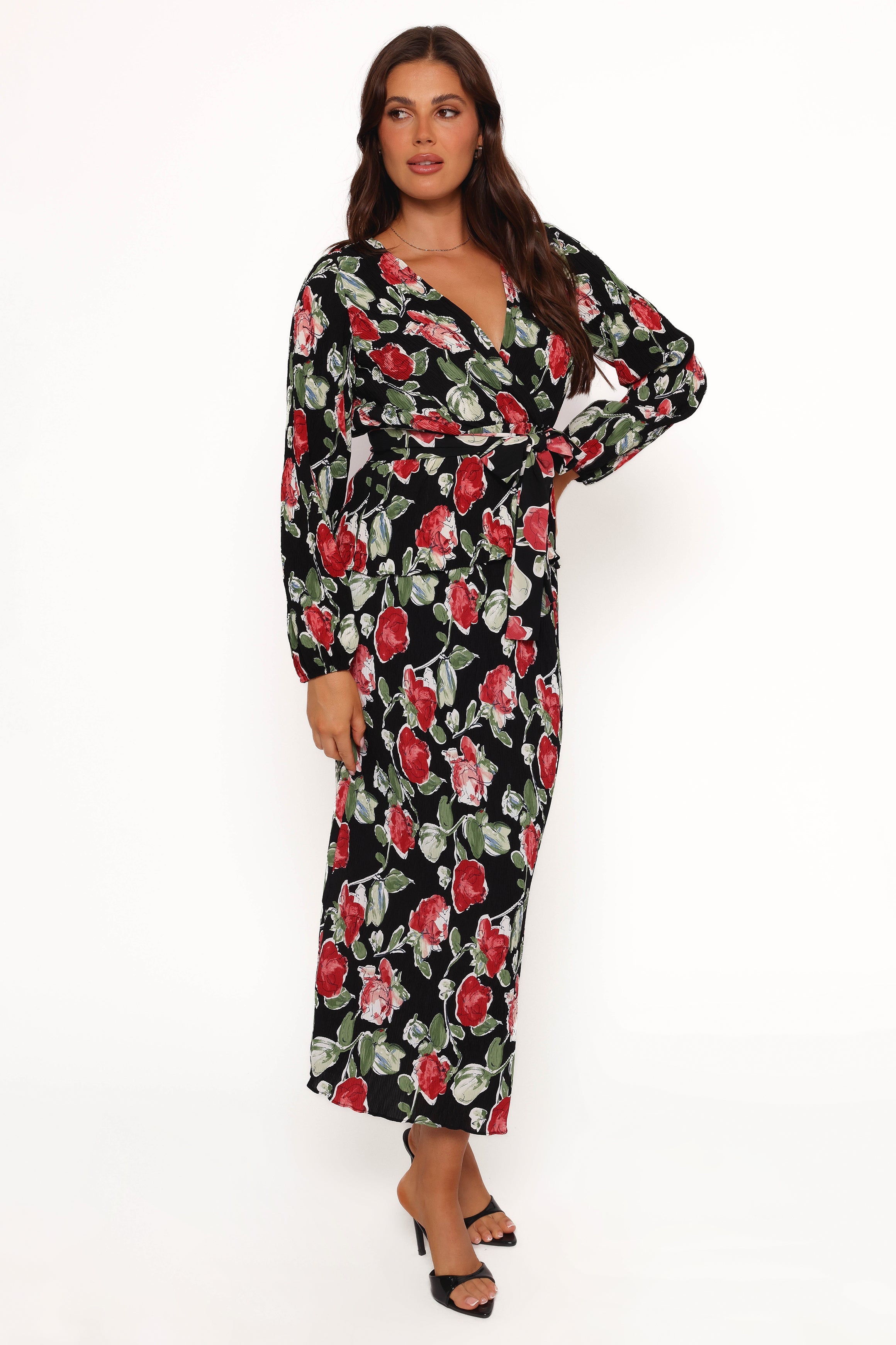 Minelli Pleat Midi Skirt - Black Rose-Ladys Street