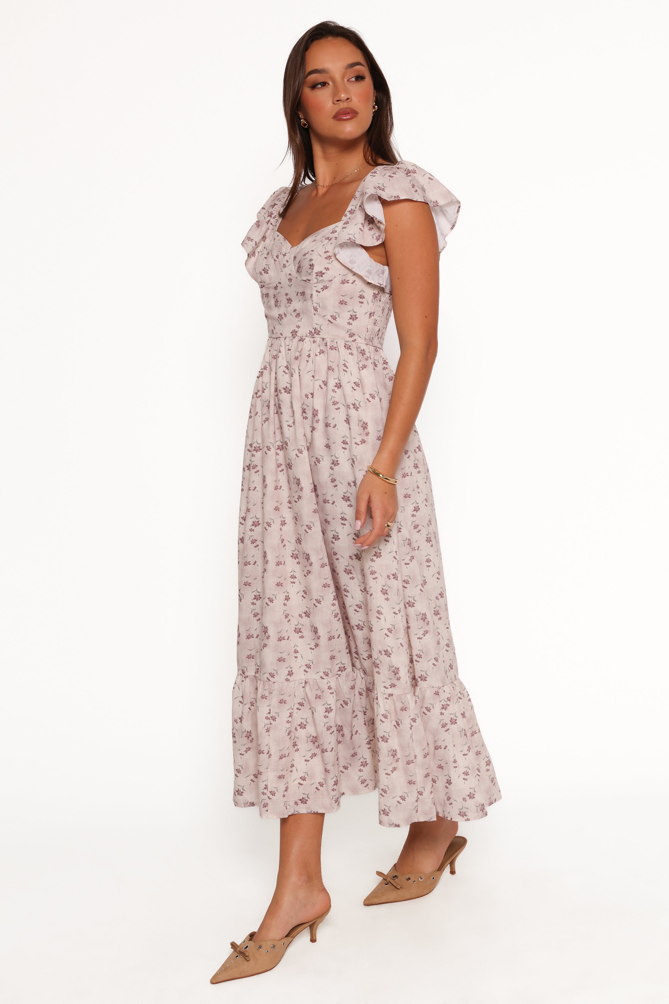 Myles Maxi Dress - Beige Floral-Ladys Street