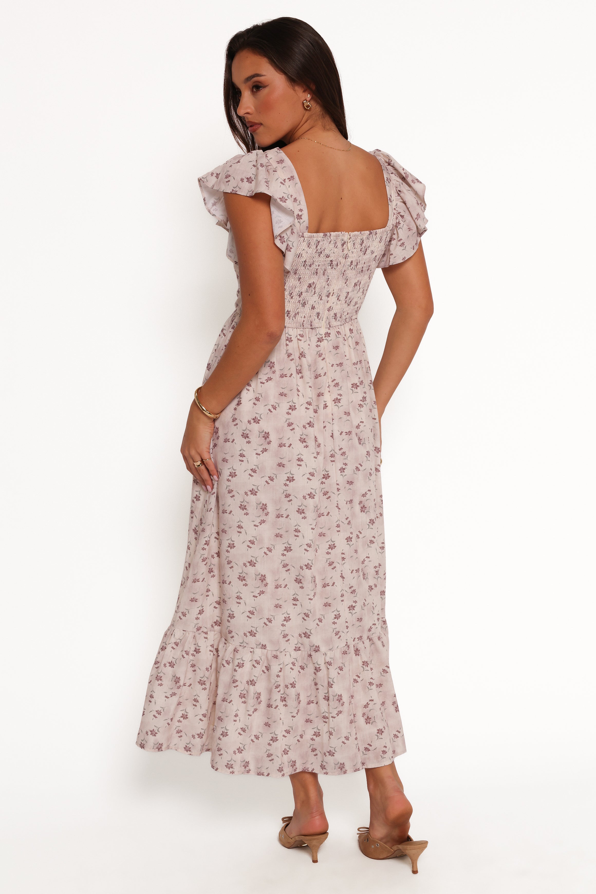 Myles Maxi Dress - Beige Floral-Ladys Street