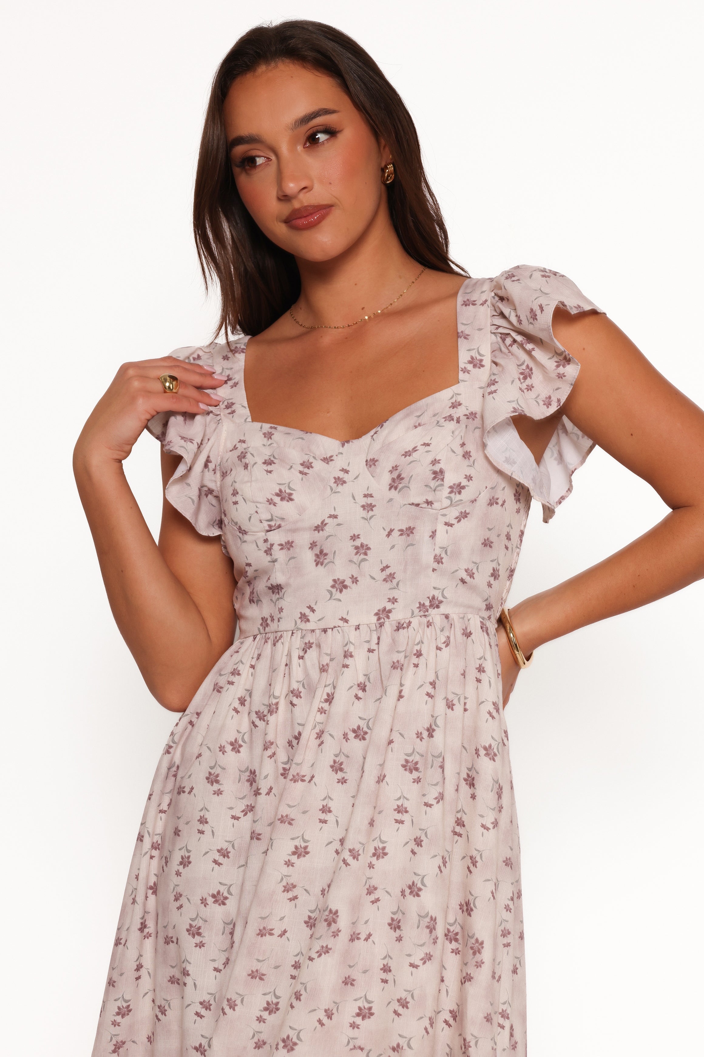 Myles Maxi Dress - Beige Floral-Ladys Street