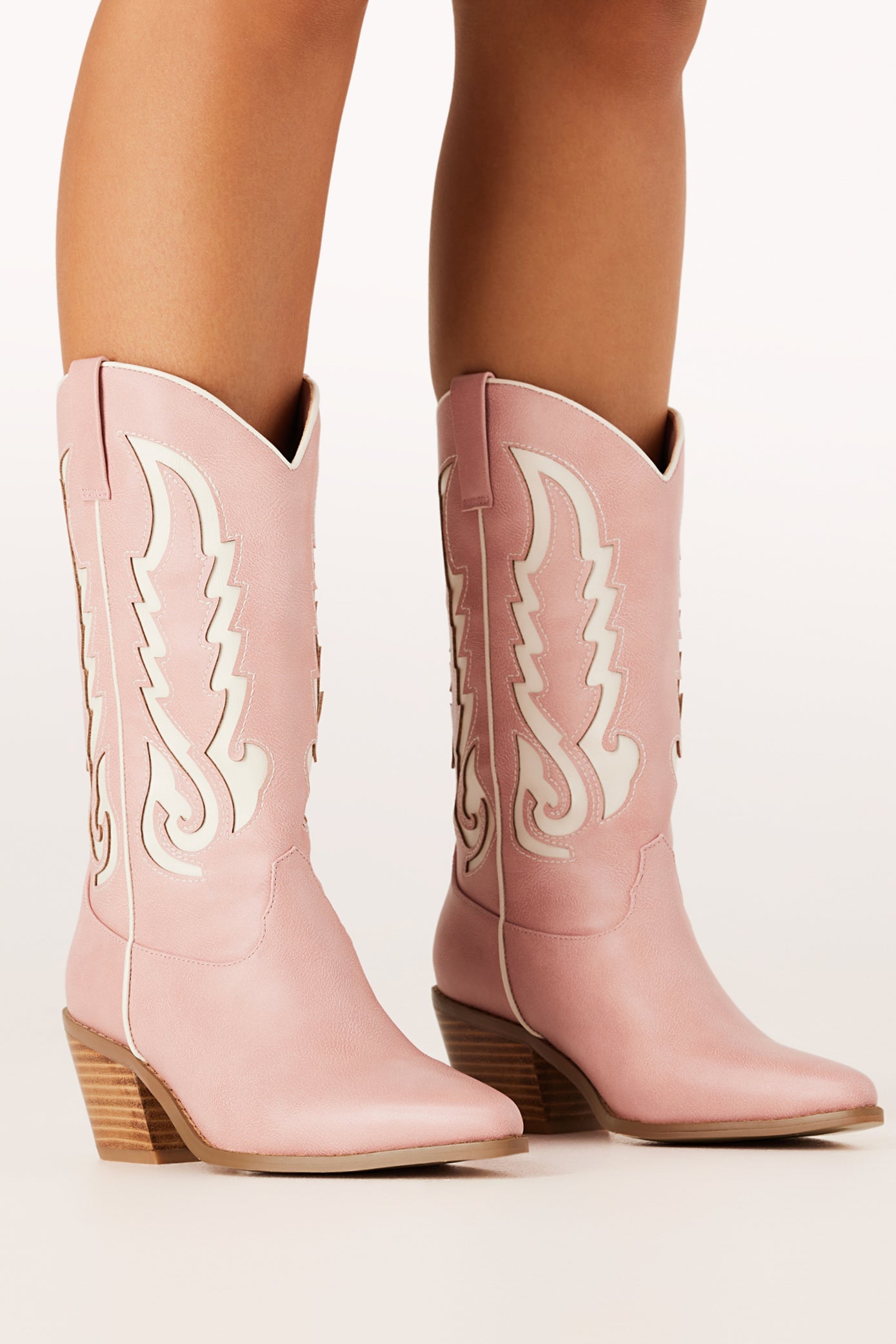 Norva Cowboy Boots - Pink/Ivory-Ladys Street