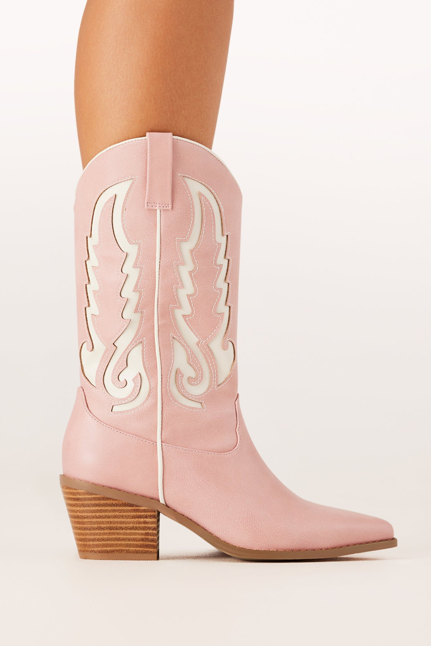 Norva Cowboy Boots - Pink/Ivory-Ladys Street