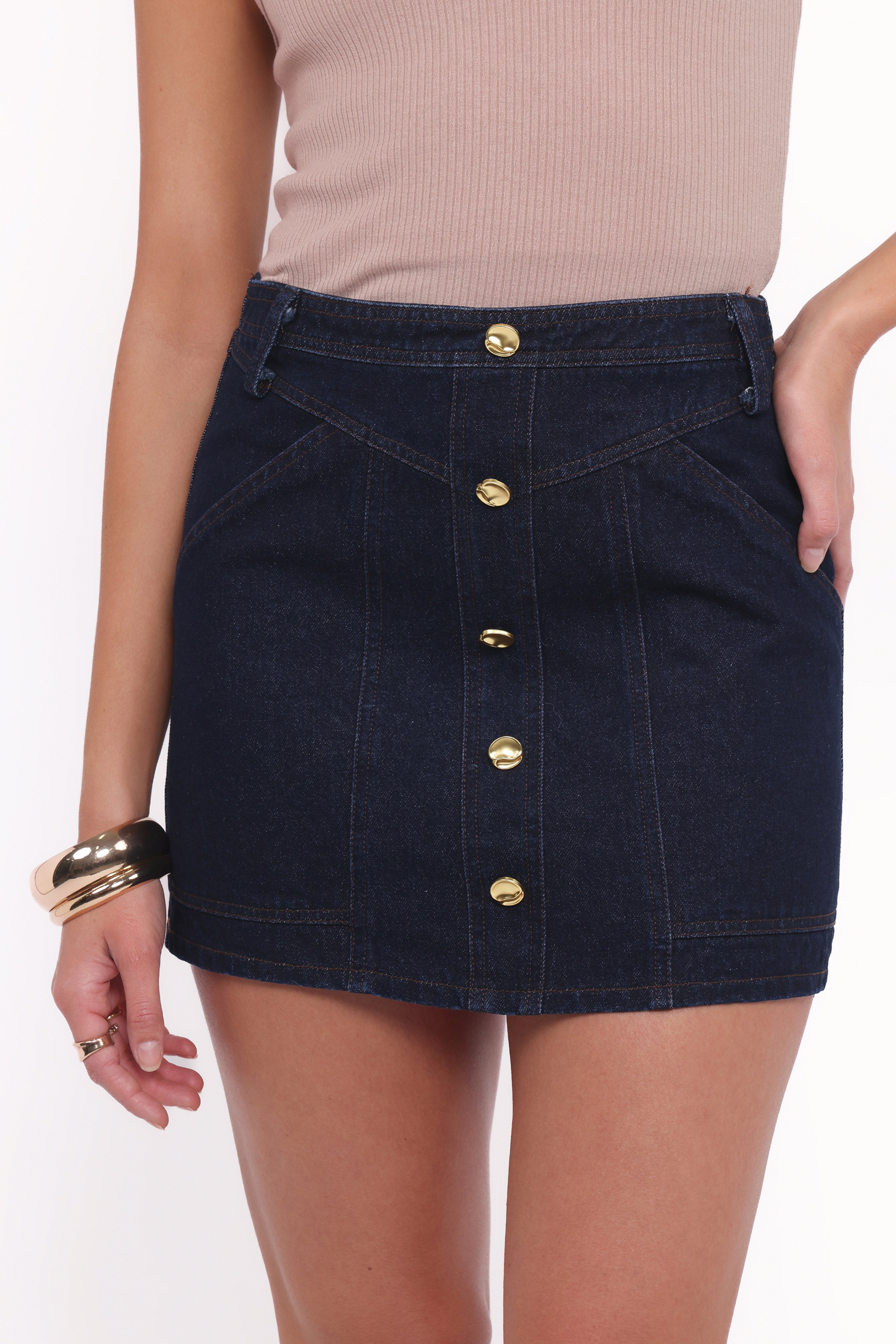Narla Mini Skirt - Dark Denim-Ladys Street