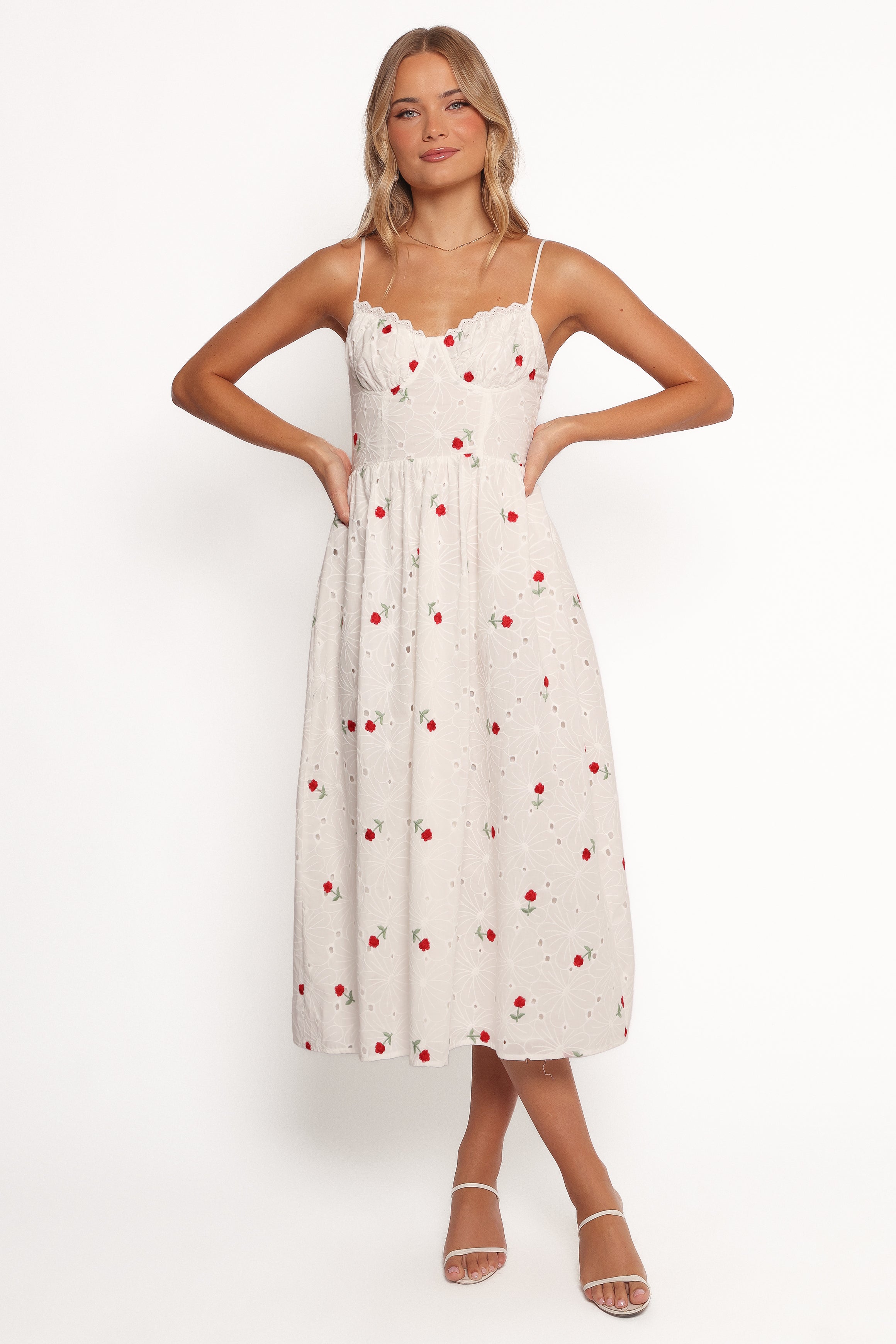 Paloma Maxi Dress - White Red Floral-Ladys Street