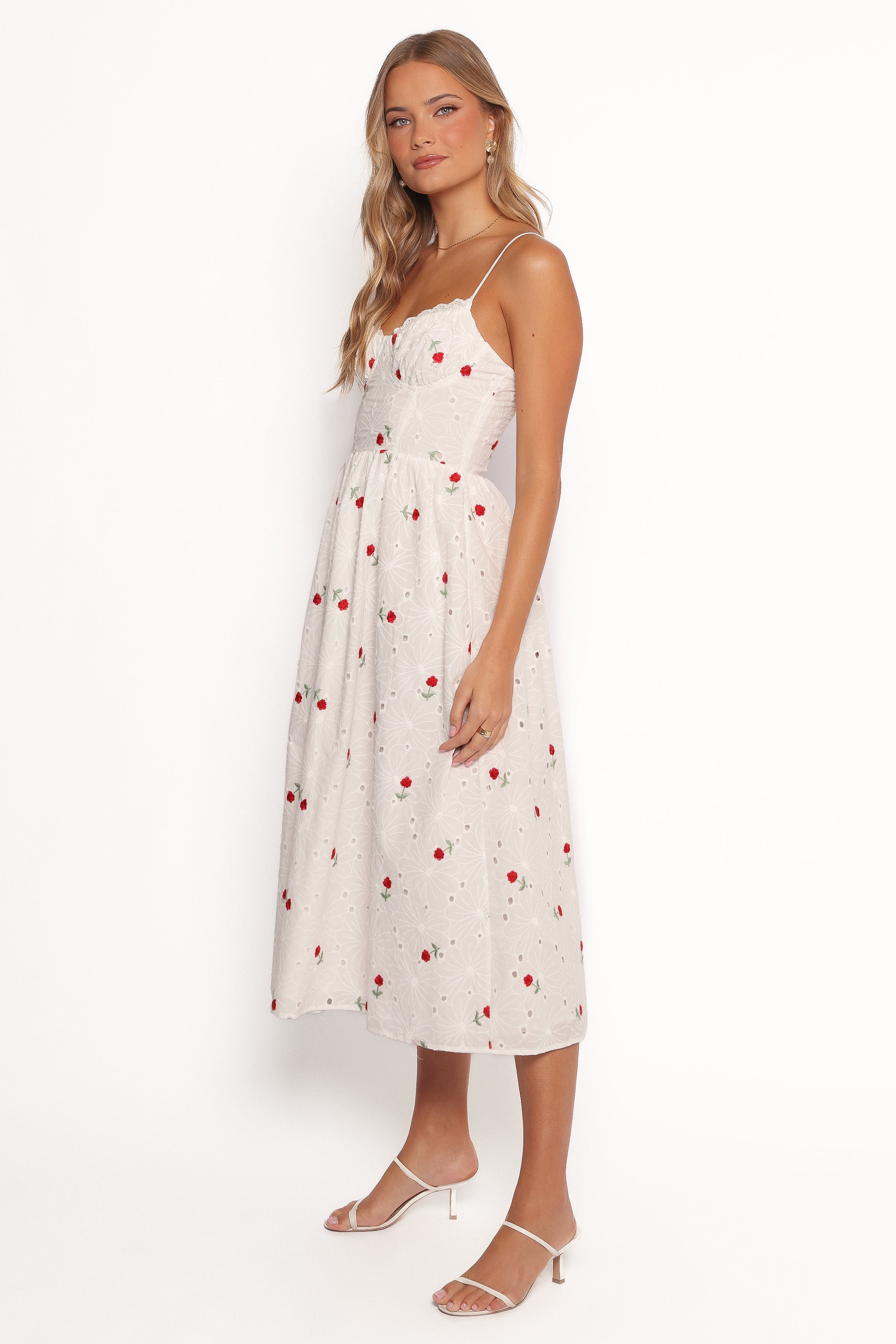 Paloma Maxi Dress - White Red Floral-Ladys Street