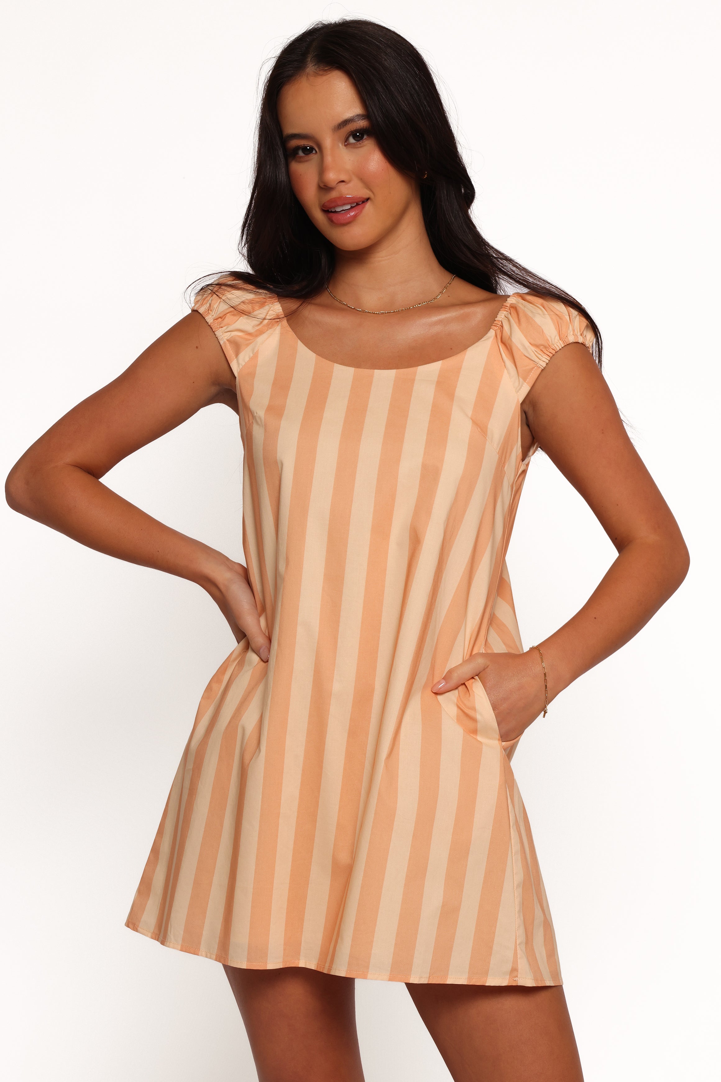 Pammy Mini Dress - Terracotta Stripe-Ladys Street