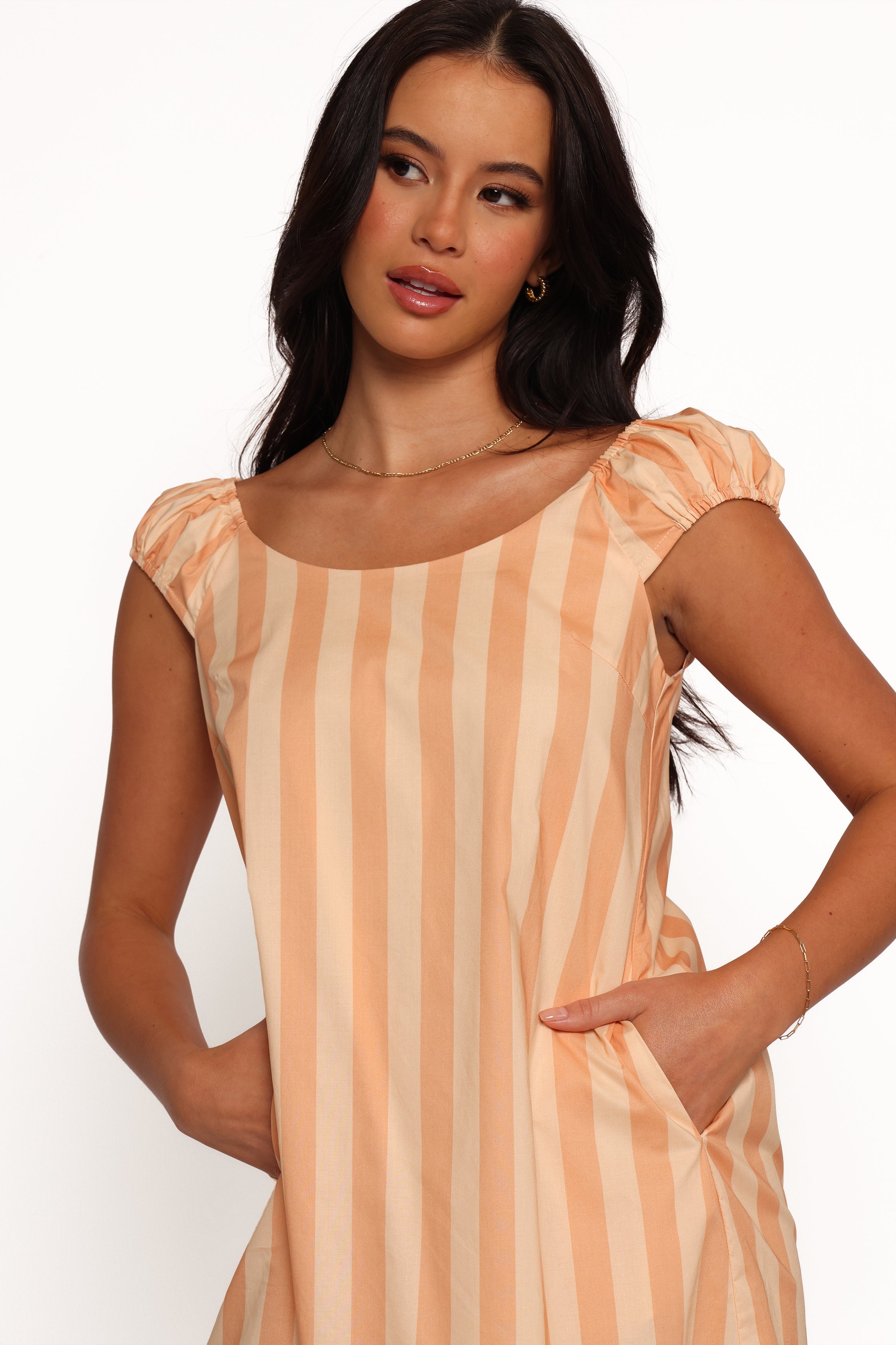 Pammy Mini Dress - Terracotta Stripe-Ladys Street