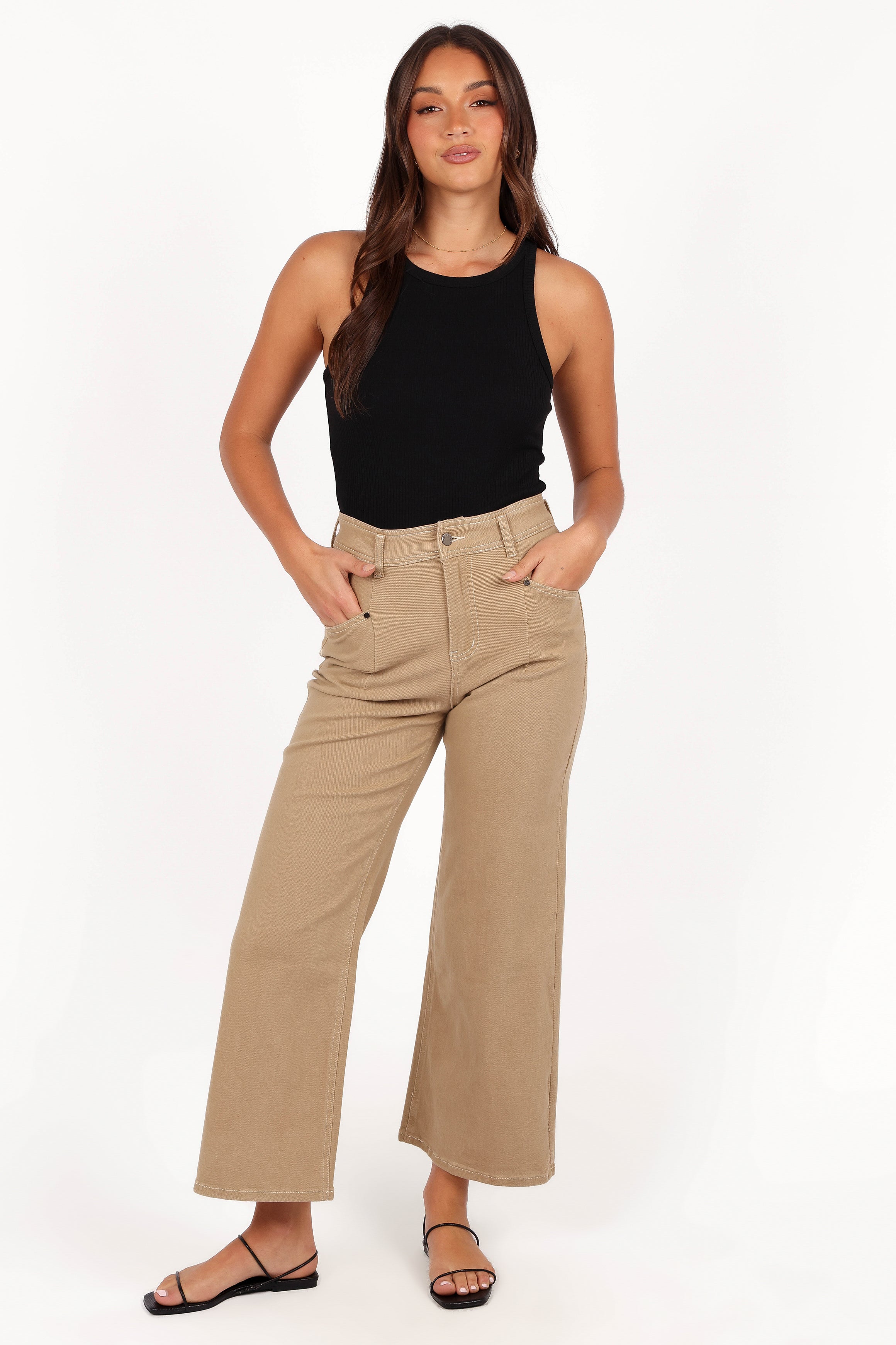 Parson Wide Leg Pant - Taupe-Ladys Street