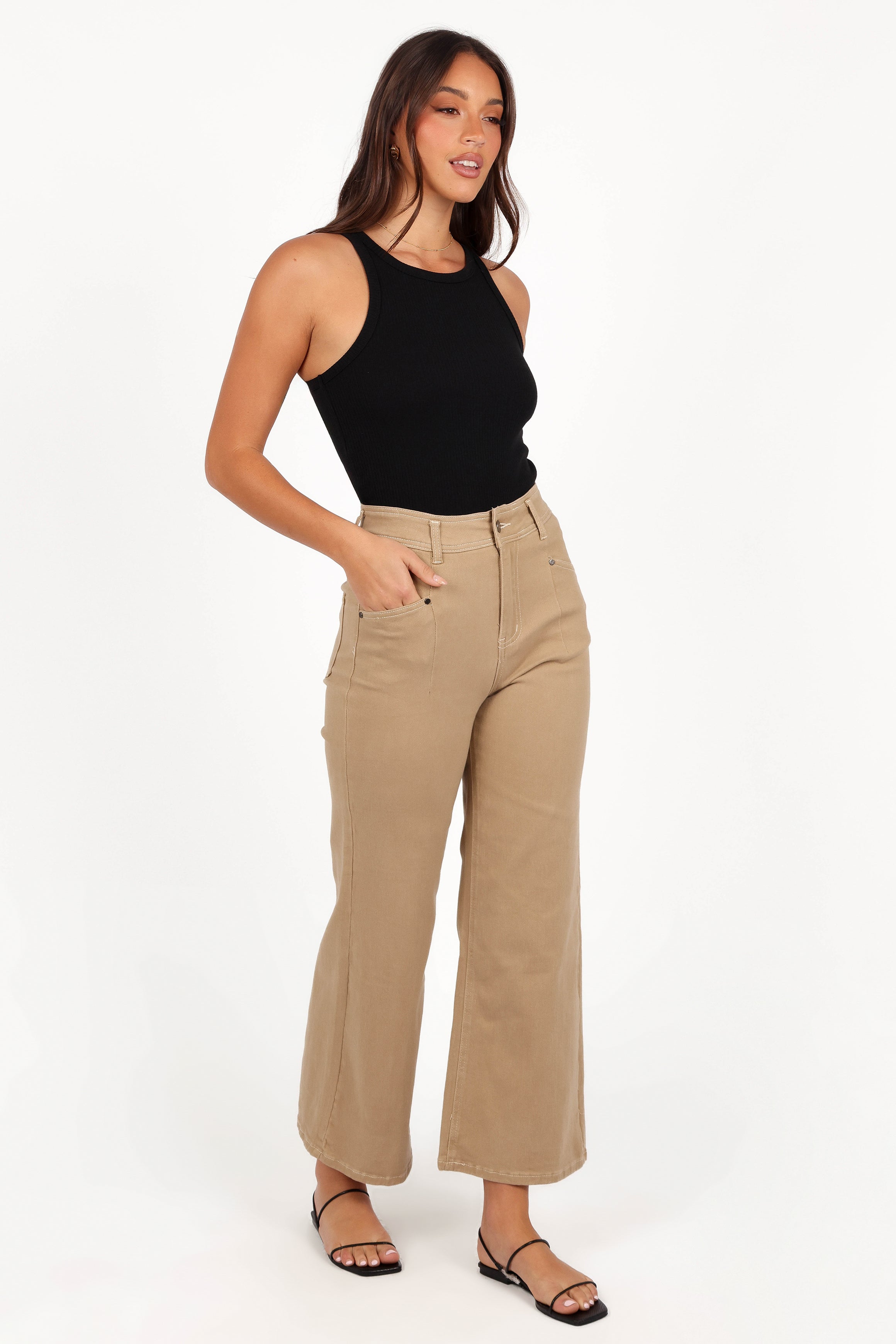 Parson Wide Leg Pant - Taupe-Ladys Street