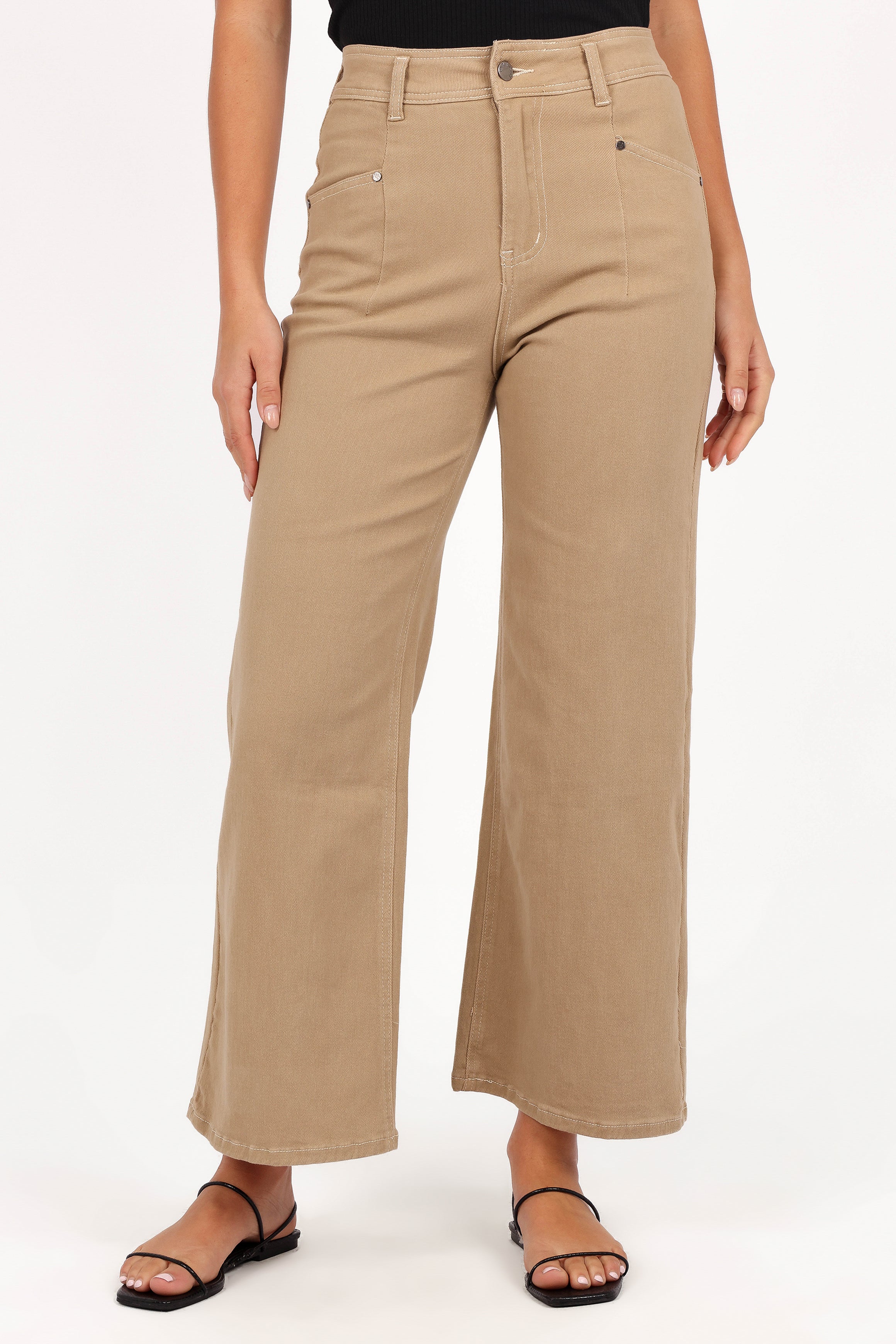 Parson Wide Leg Pant - Taupe-Ladys Street