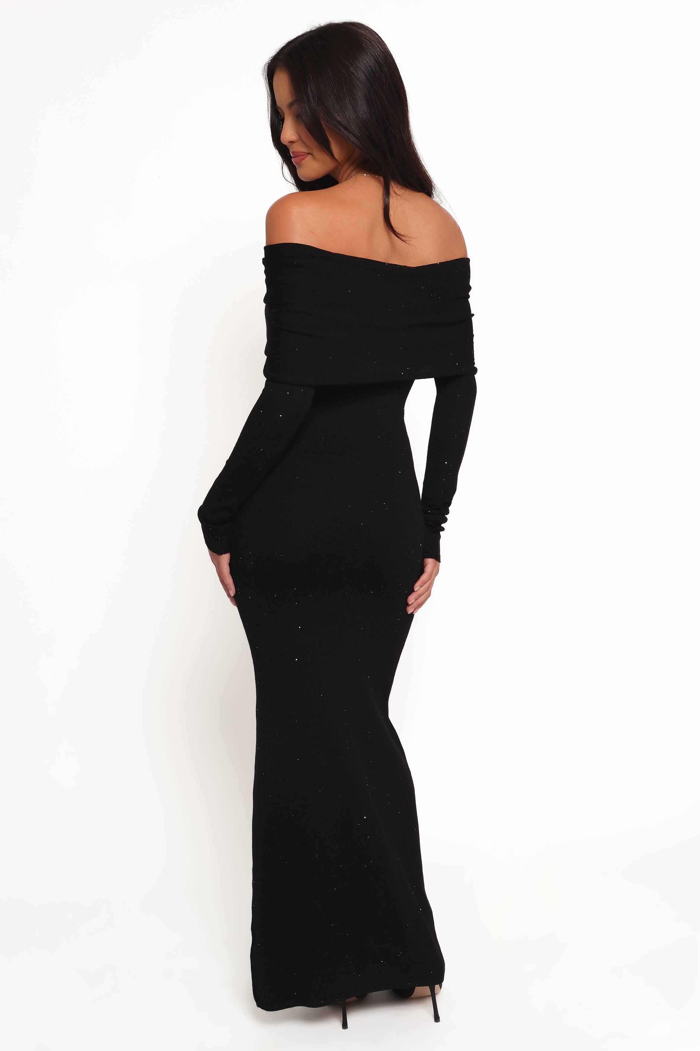 Pennie Maxi Dress - Black Sequin Knit-Ladys Street