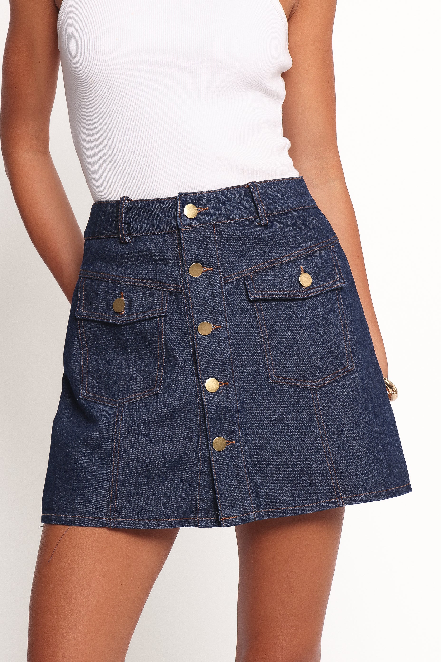 Presley Denim Skort - Dark Denim-Ladys Street