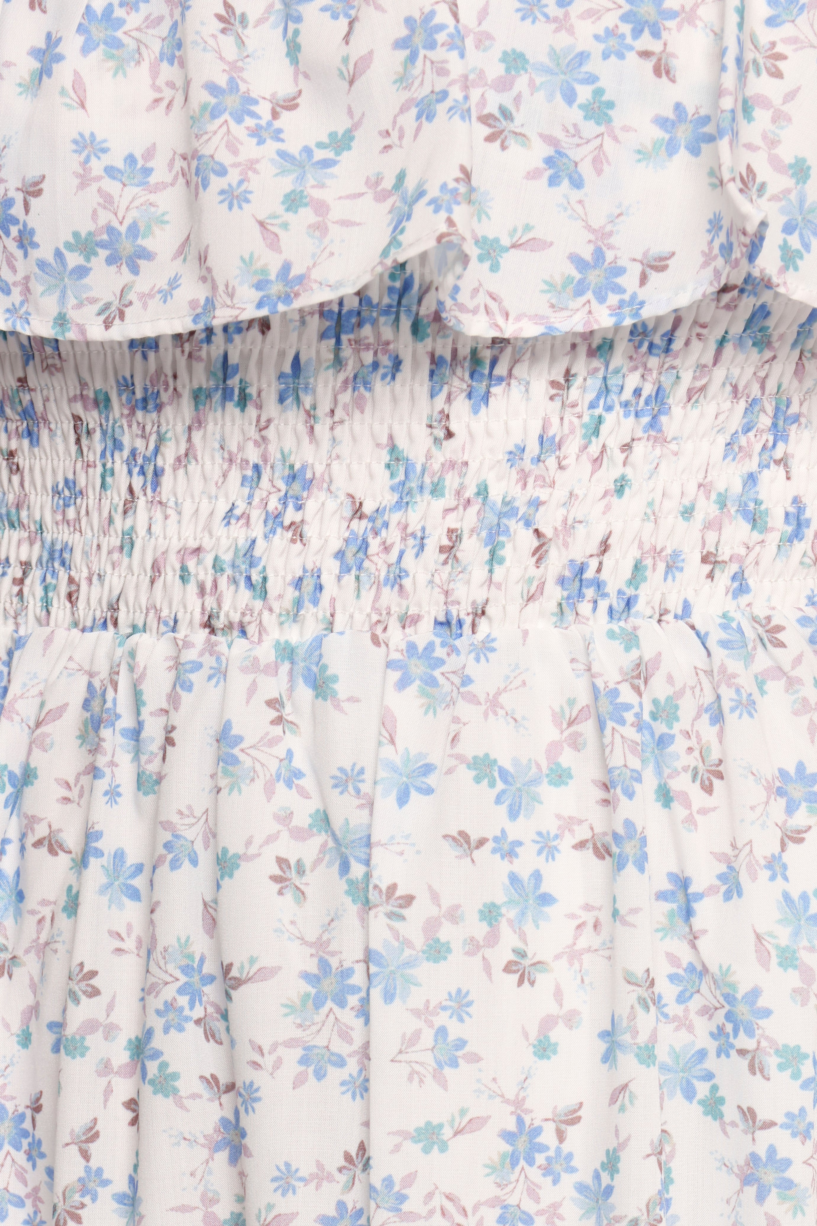 Priscilla Strapless Midi Dress - Blue Floral-Ladys Street