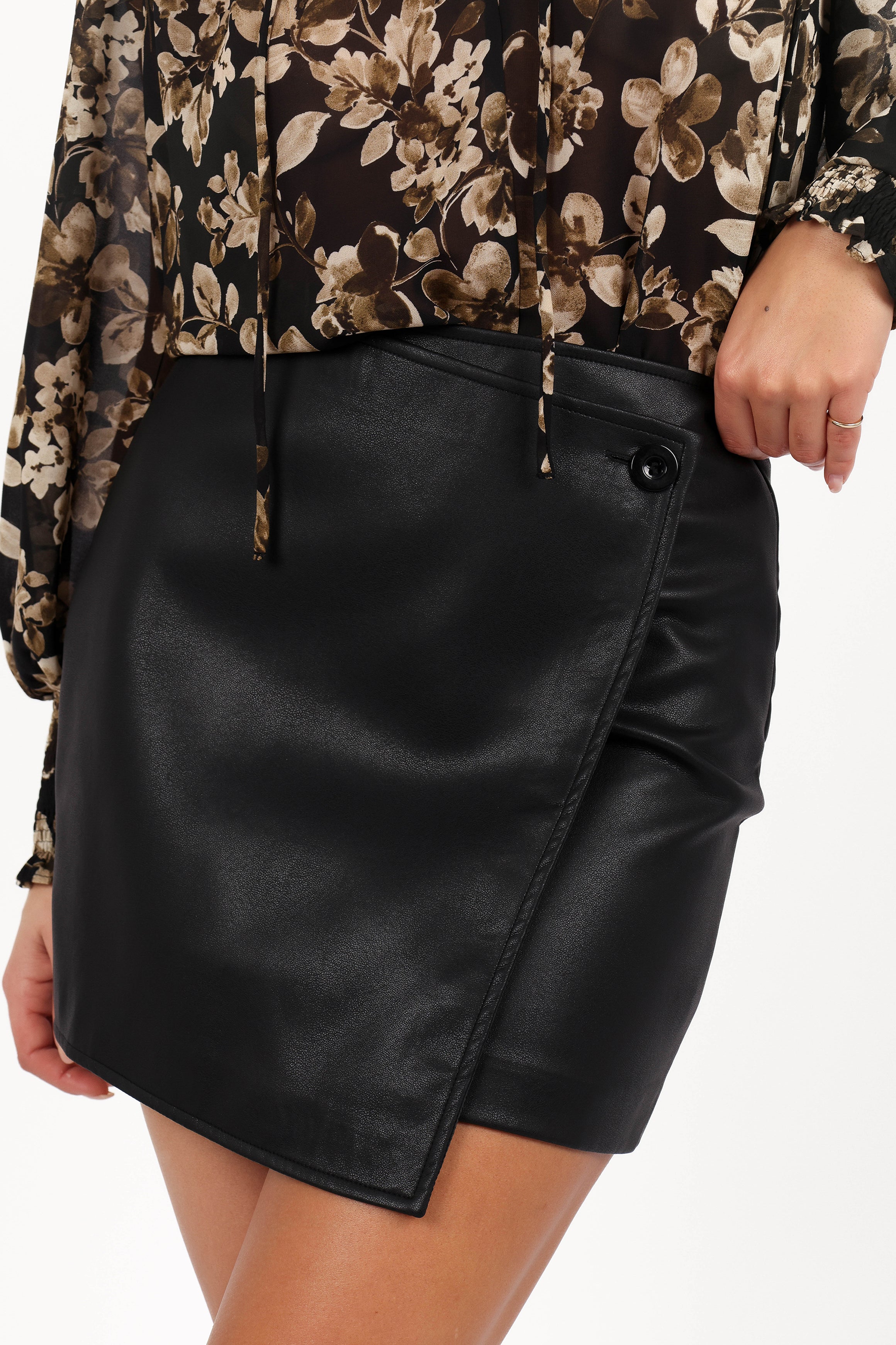 Rebecca Faux Leather Mini Skirt - Black-Ladys Street