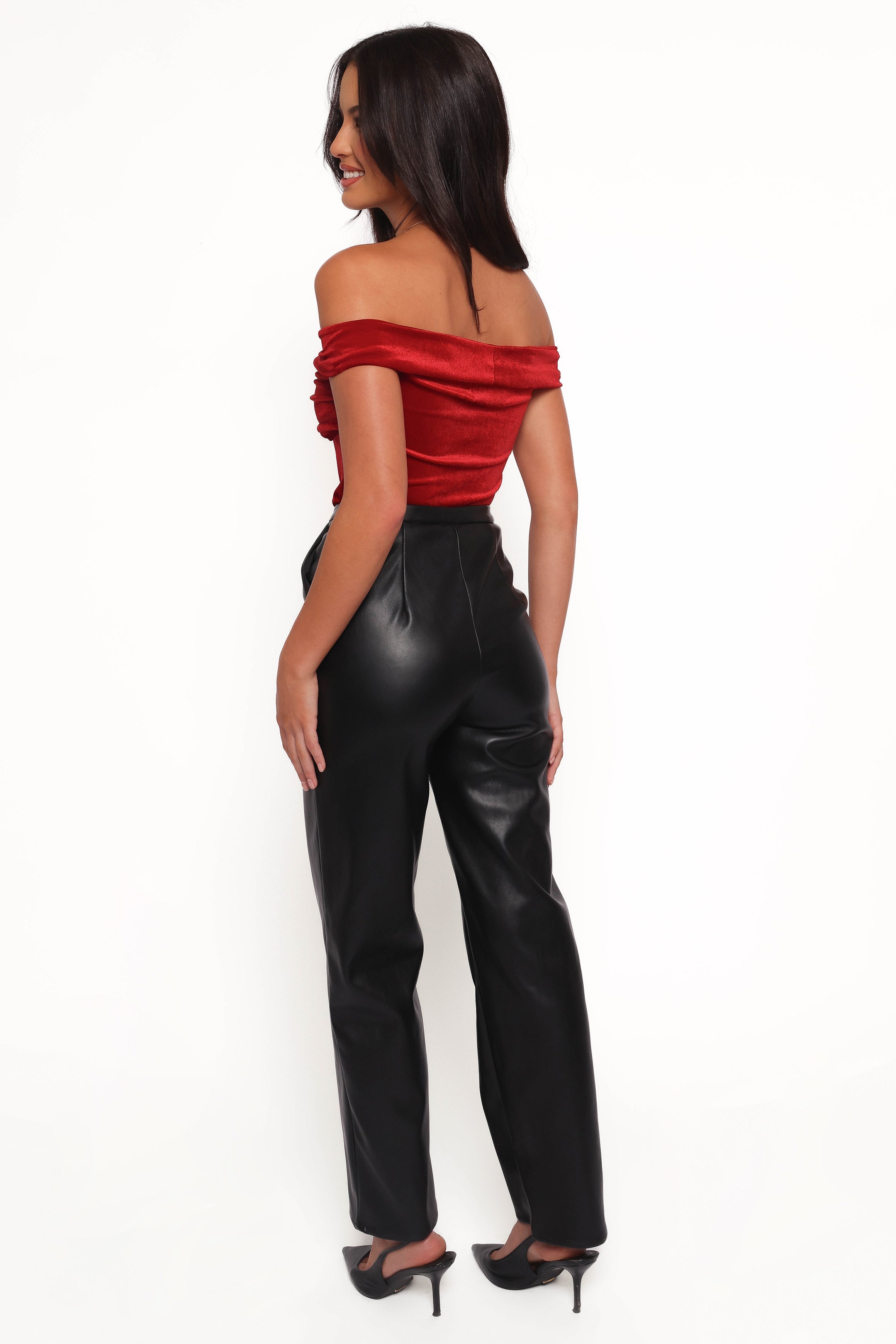 Jackson Faux Leather Pant - Black-Ladys Street