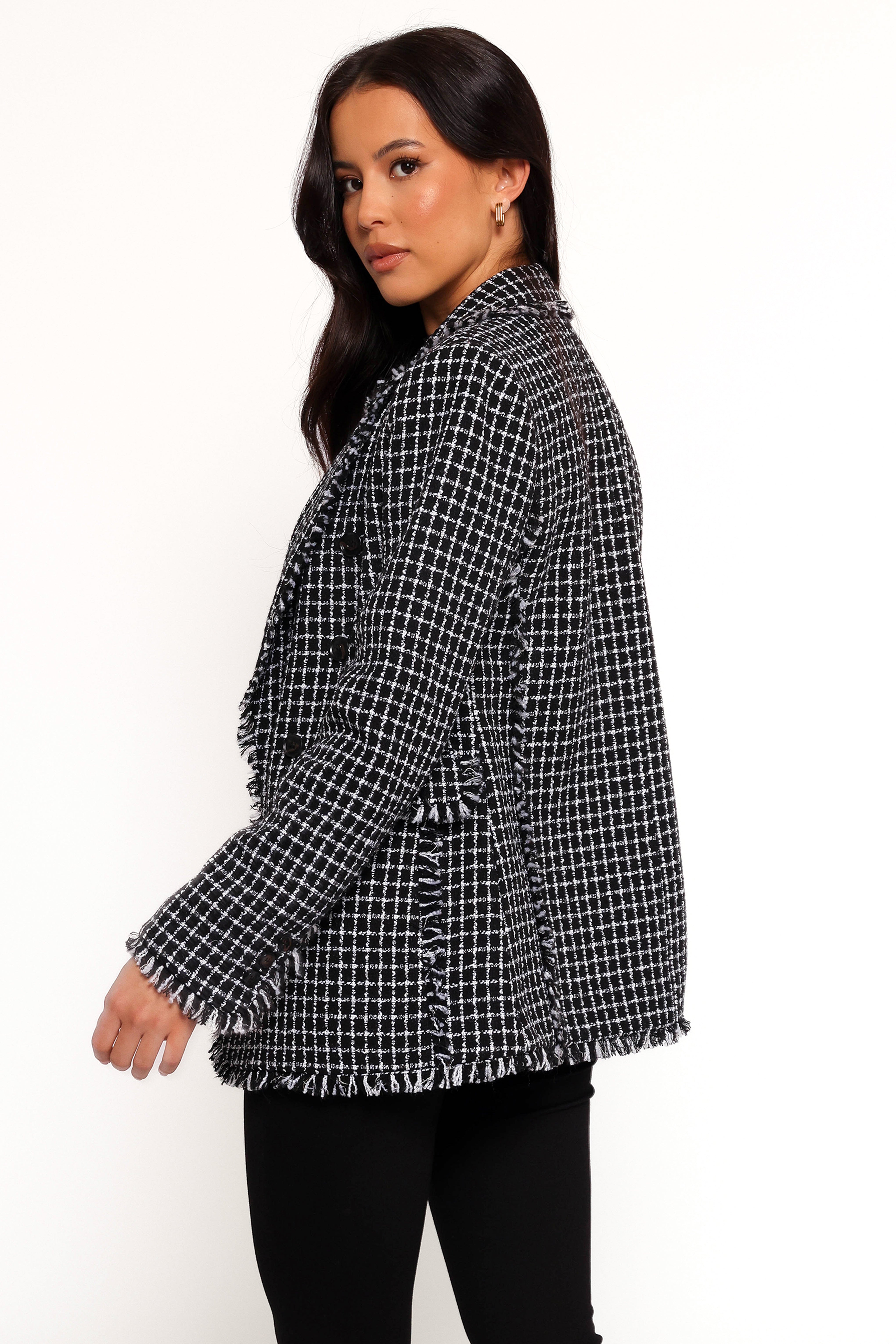 Rocco Hem Blazer - Black/White-Ladys Street