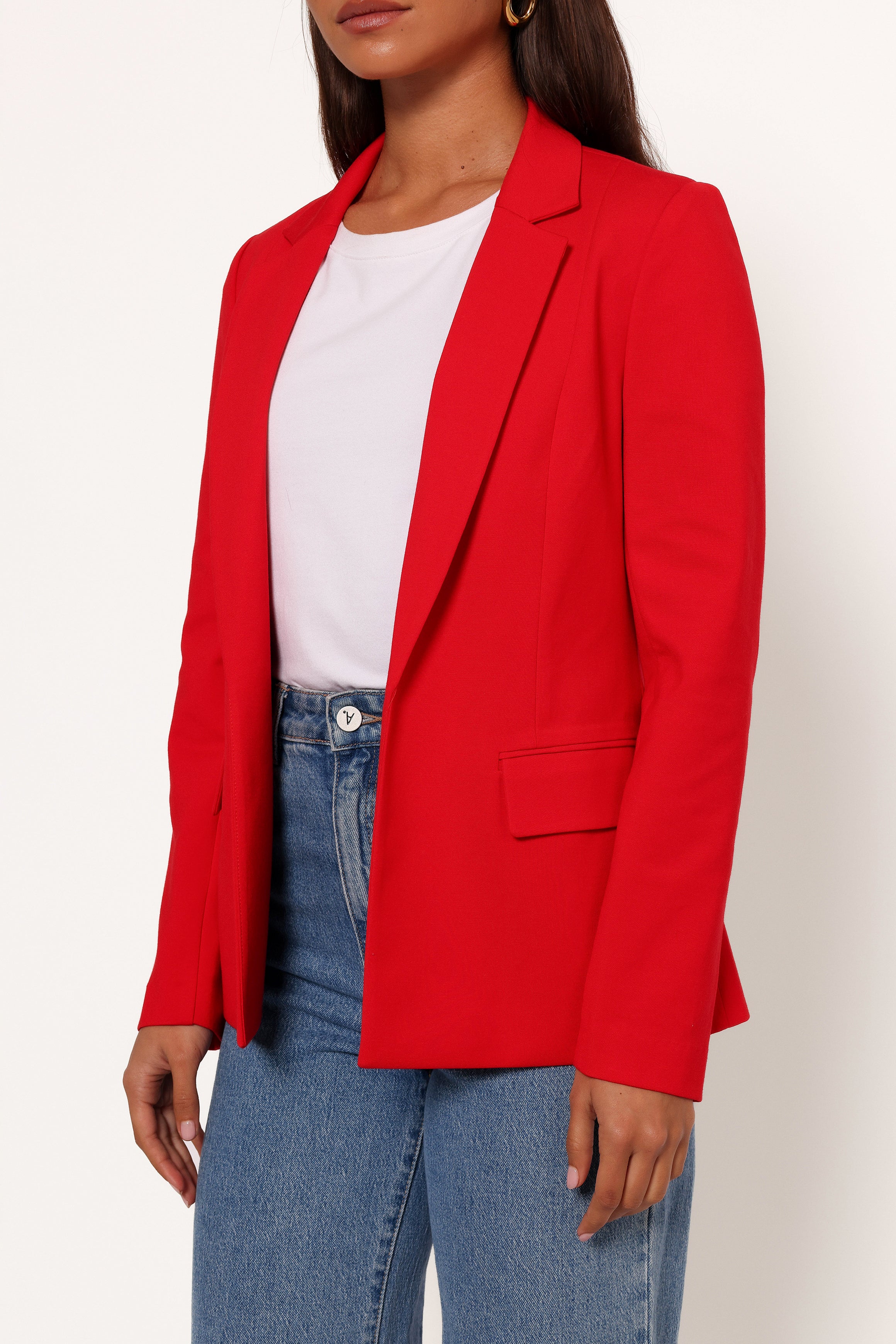 Ronny Open Front Knit Blazer - Scarlet Red-Ladys Street