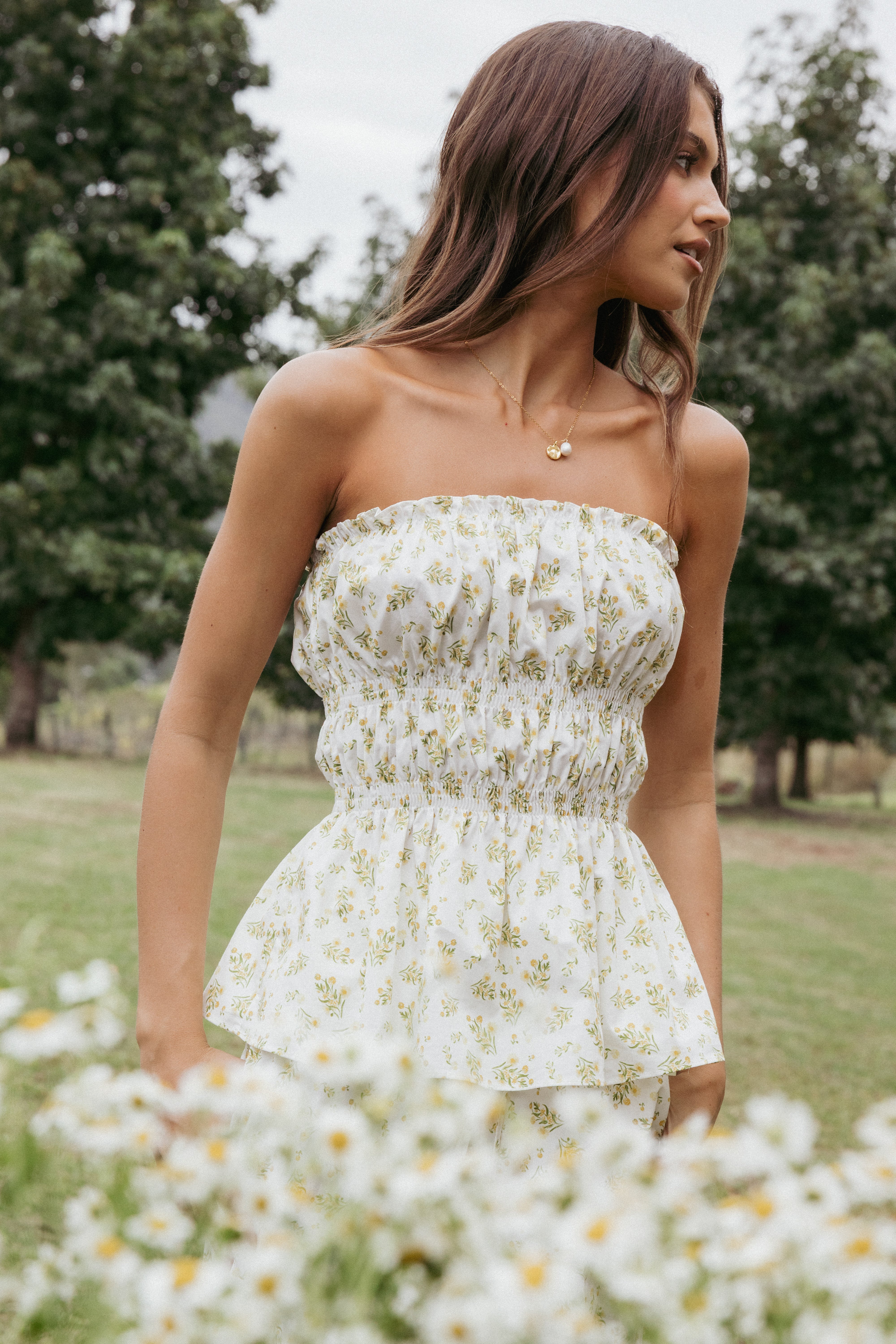 Ruthie Strapless Top - Ditsy Floral-Ladys Street