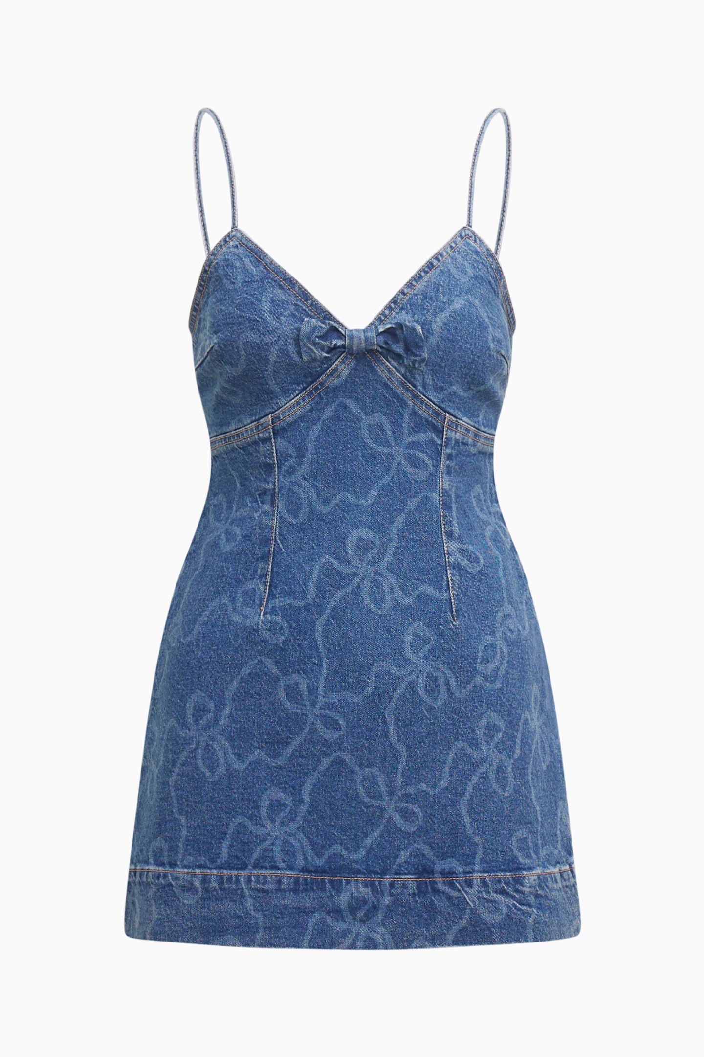 Solina Denim Bow Mini Dress-Charming Rule