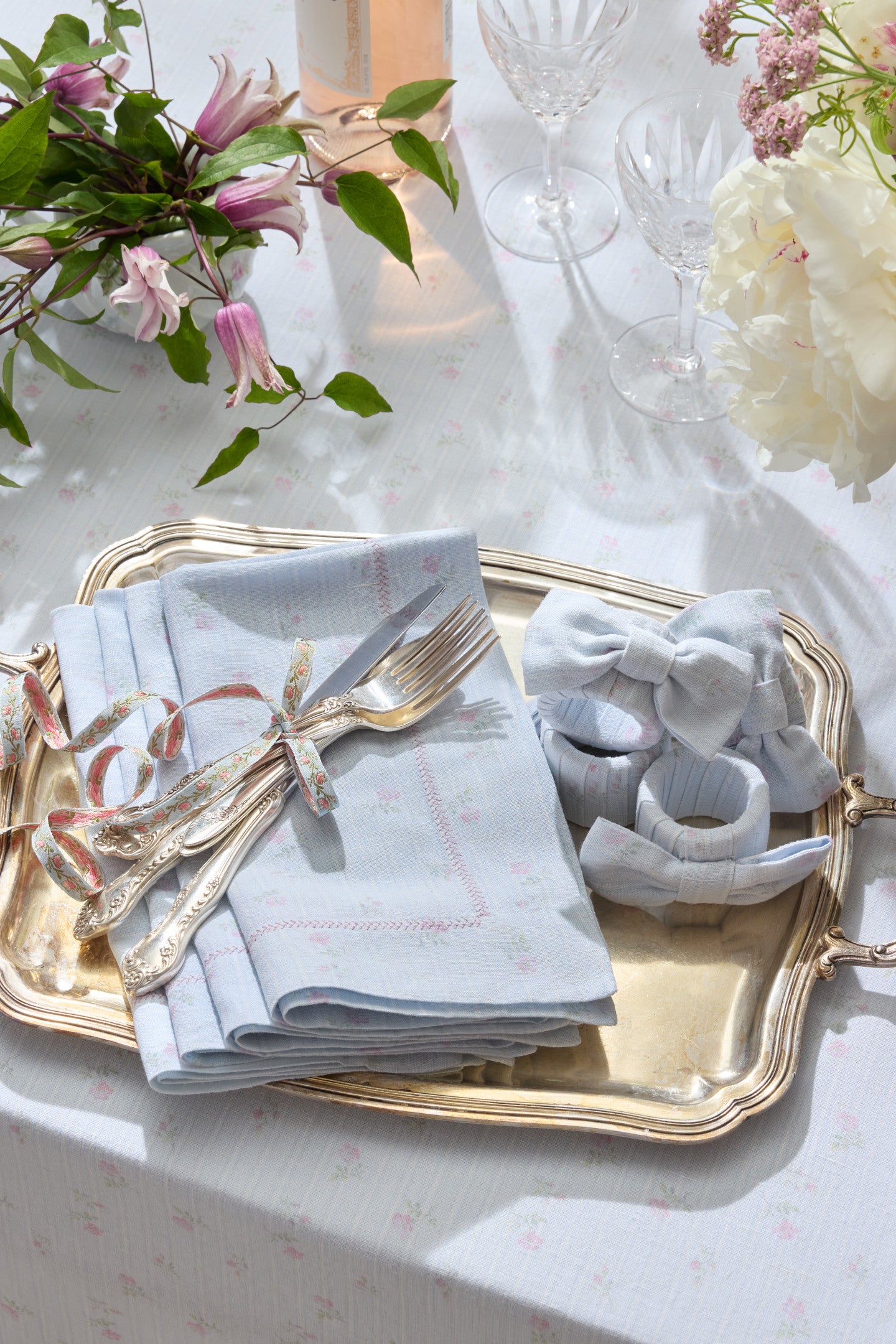 Yarn Dye Printed Bow Napkin Rings - Set of 4-Charming Rule