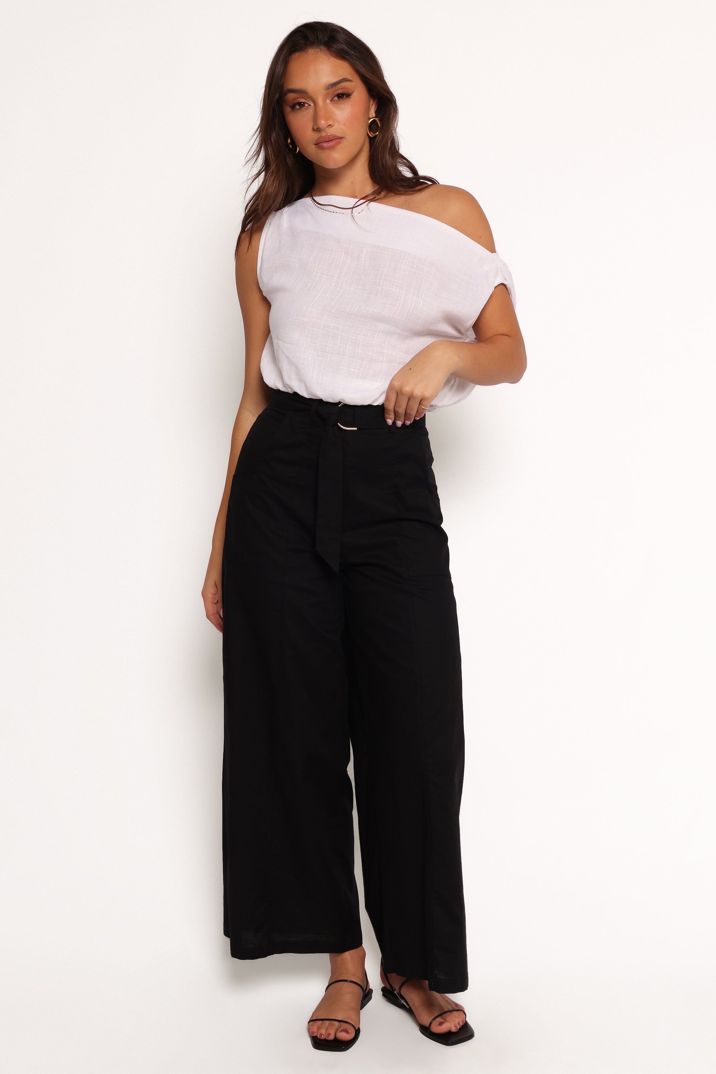Sadie Wide Leg Pant - Black-Ladys Street