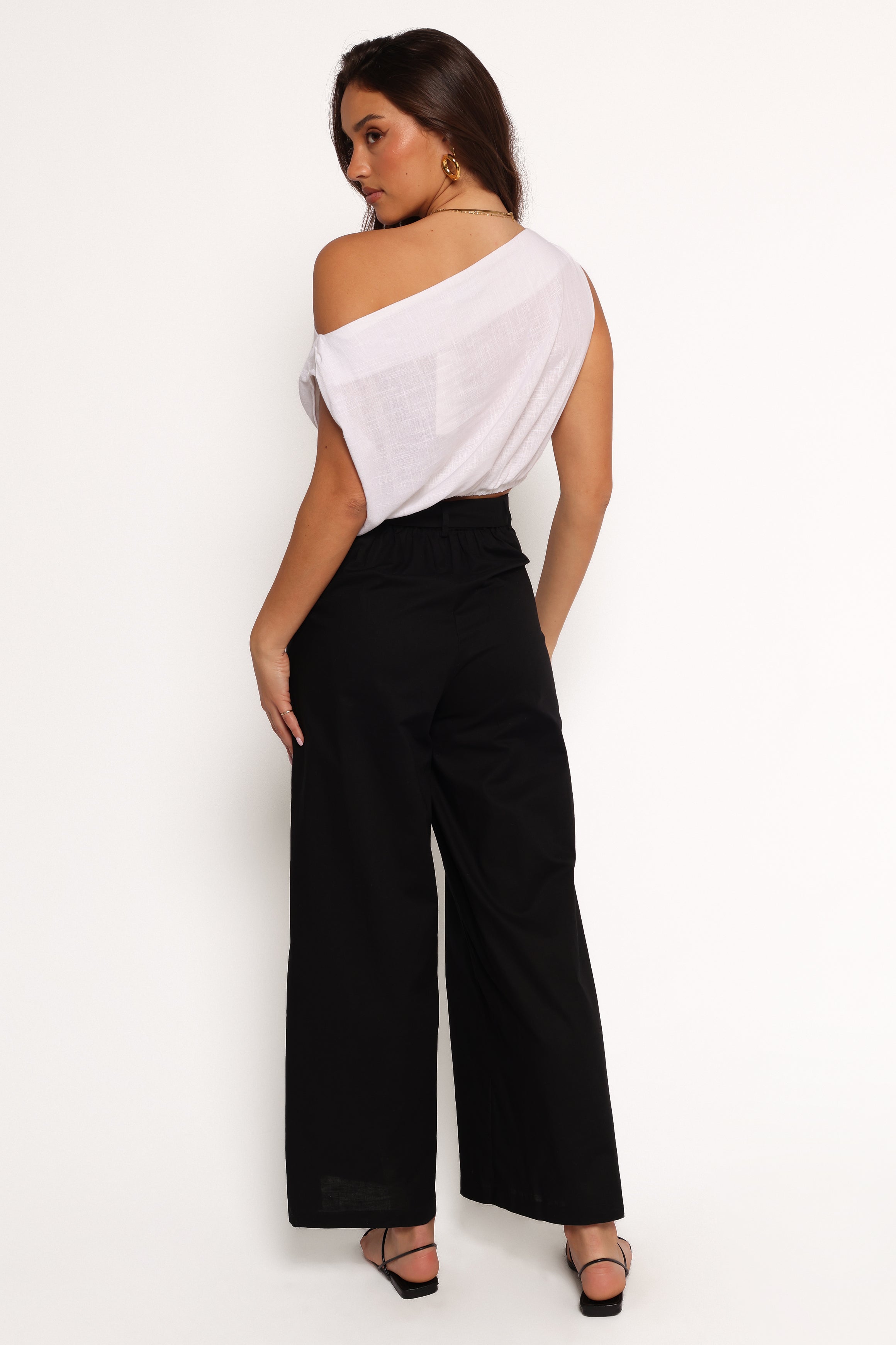 Sadie Wide Leg Pant - Black-Ladys Street