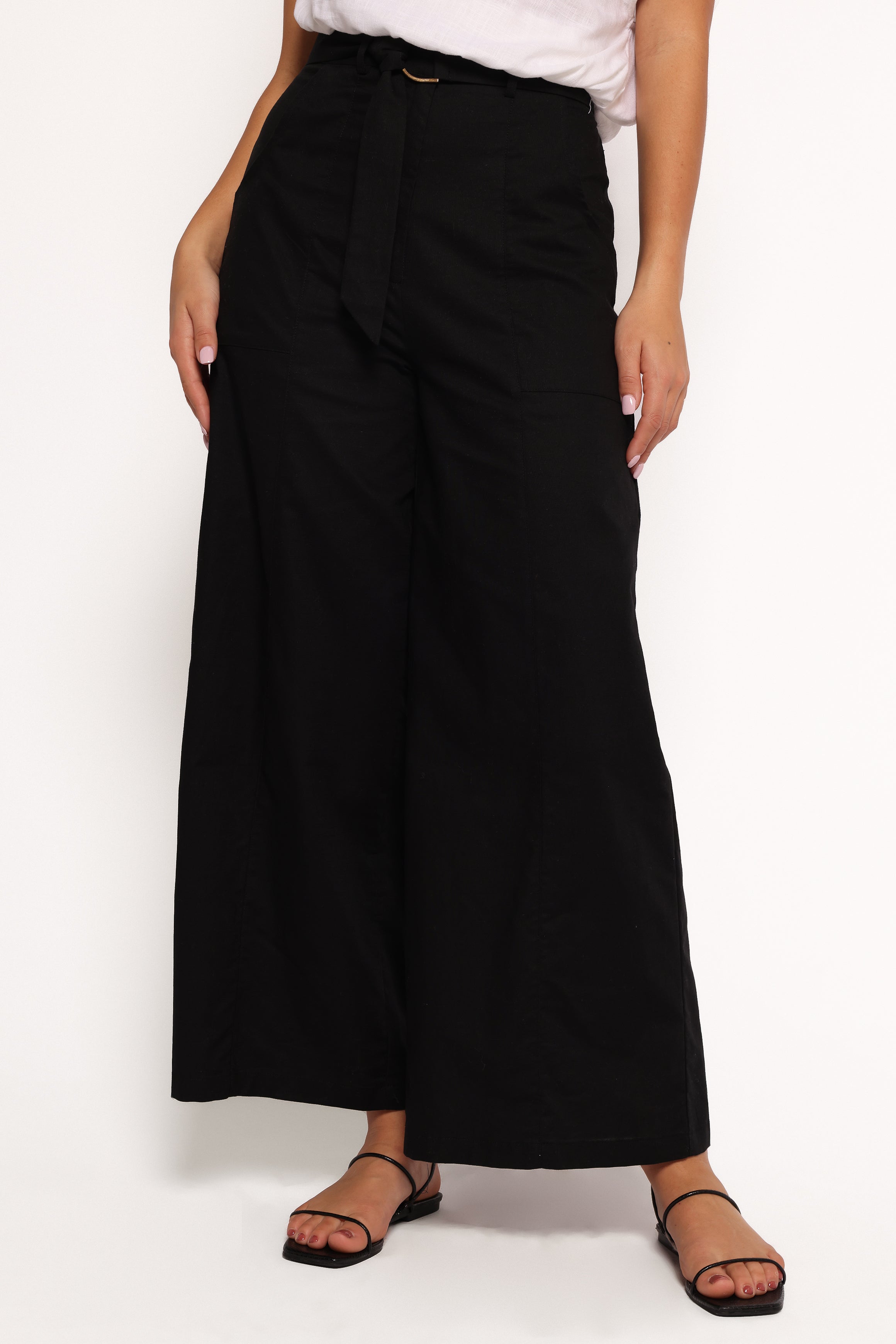 Sadie Wide Leg Pant - Black-Ladys Street