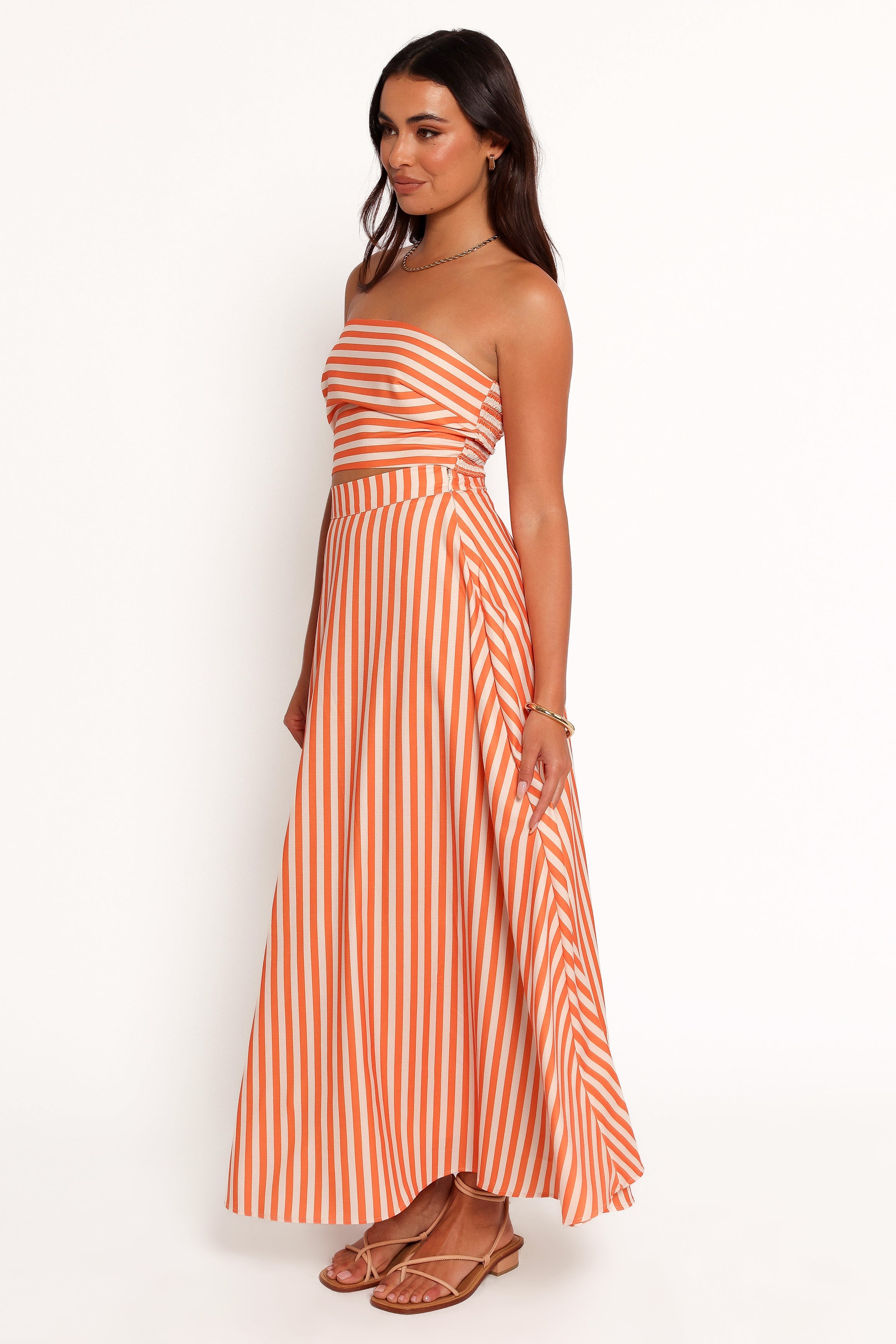 Serafina Two Piece Set - Orange Beige Stripe-Ladys Street