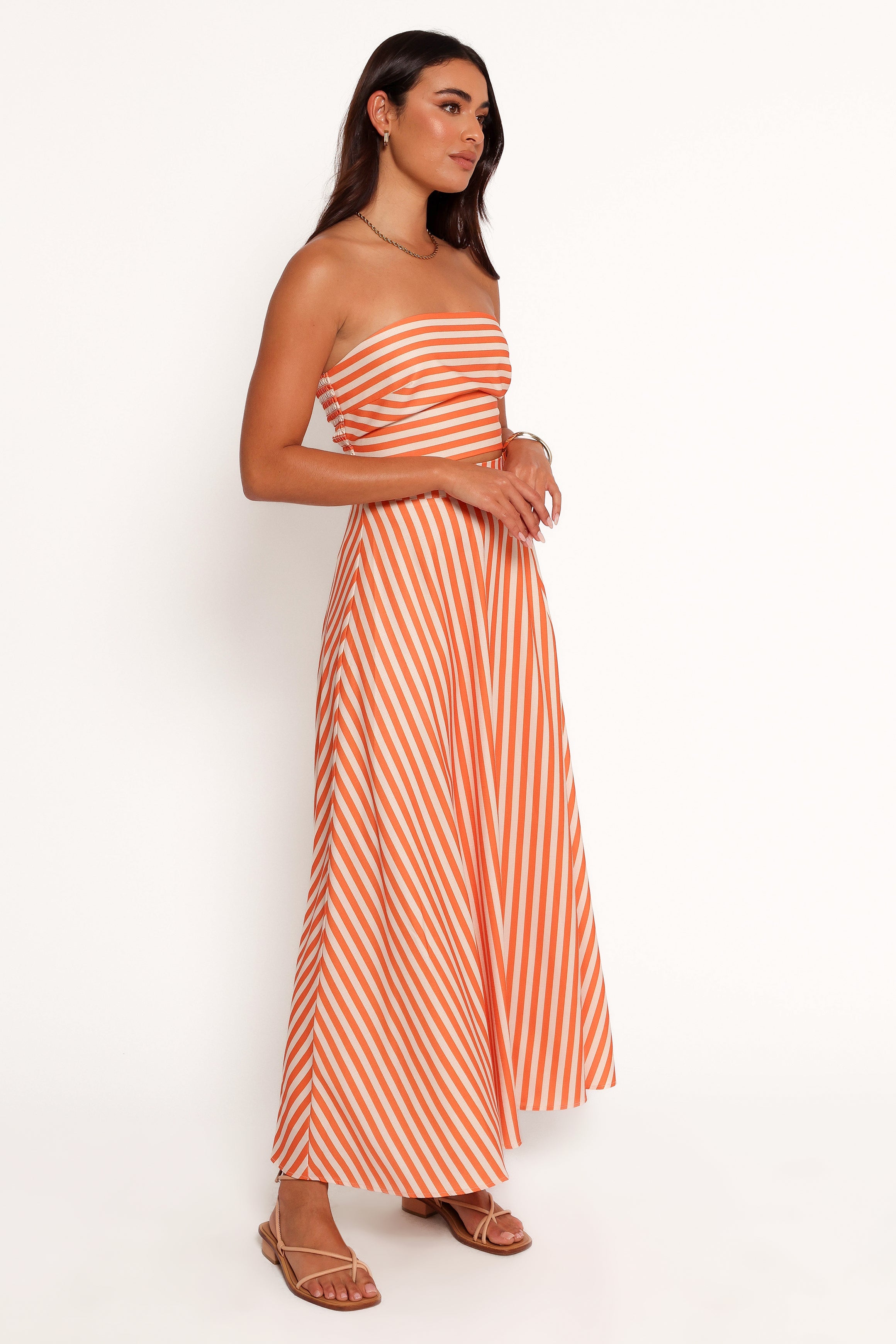 Serafina Two Piece Set - Orange Beige Stripe-Ladys Street