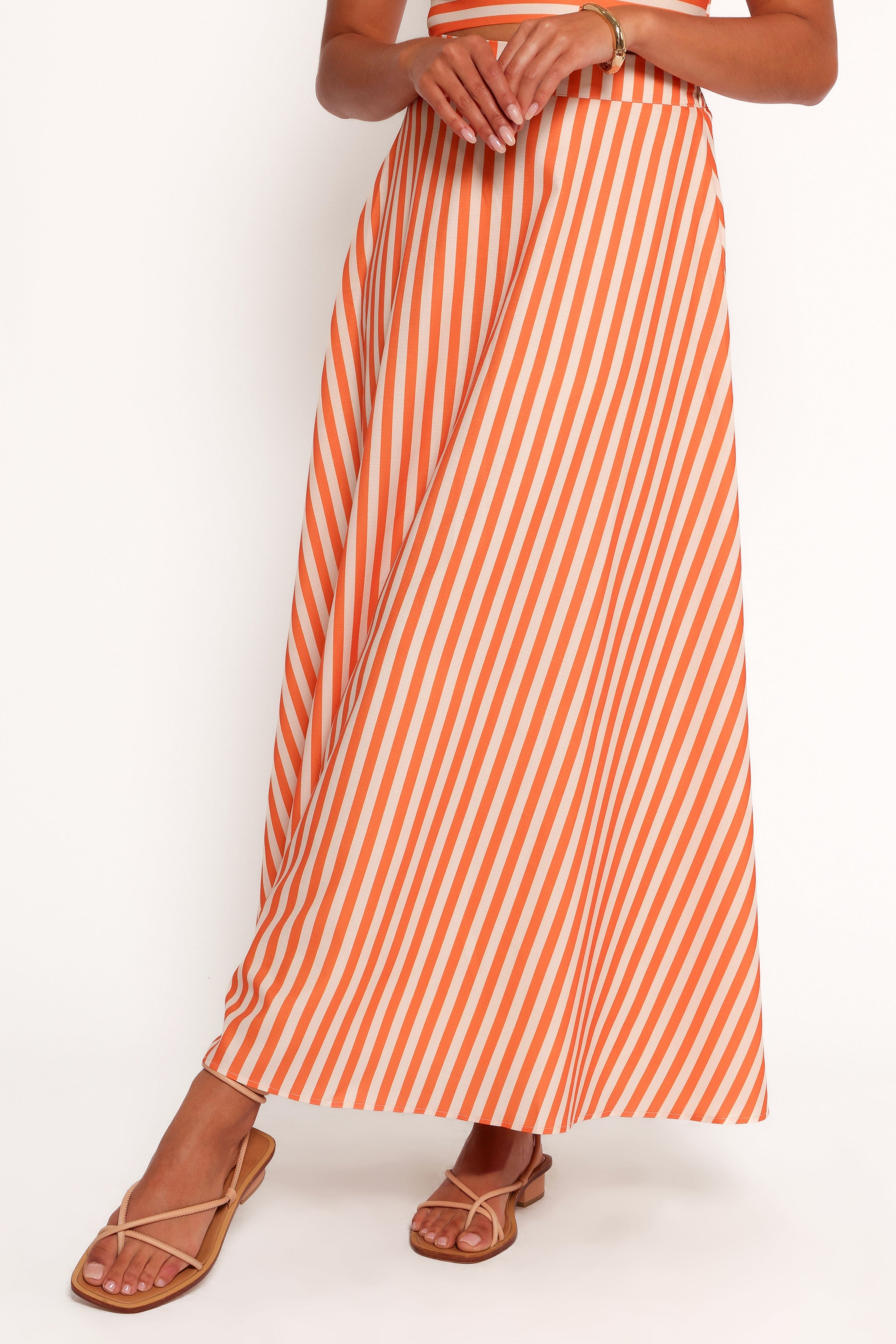 Serafina Two Piece Set - Orange Beige Stripe-Ladys Street