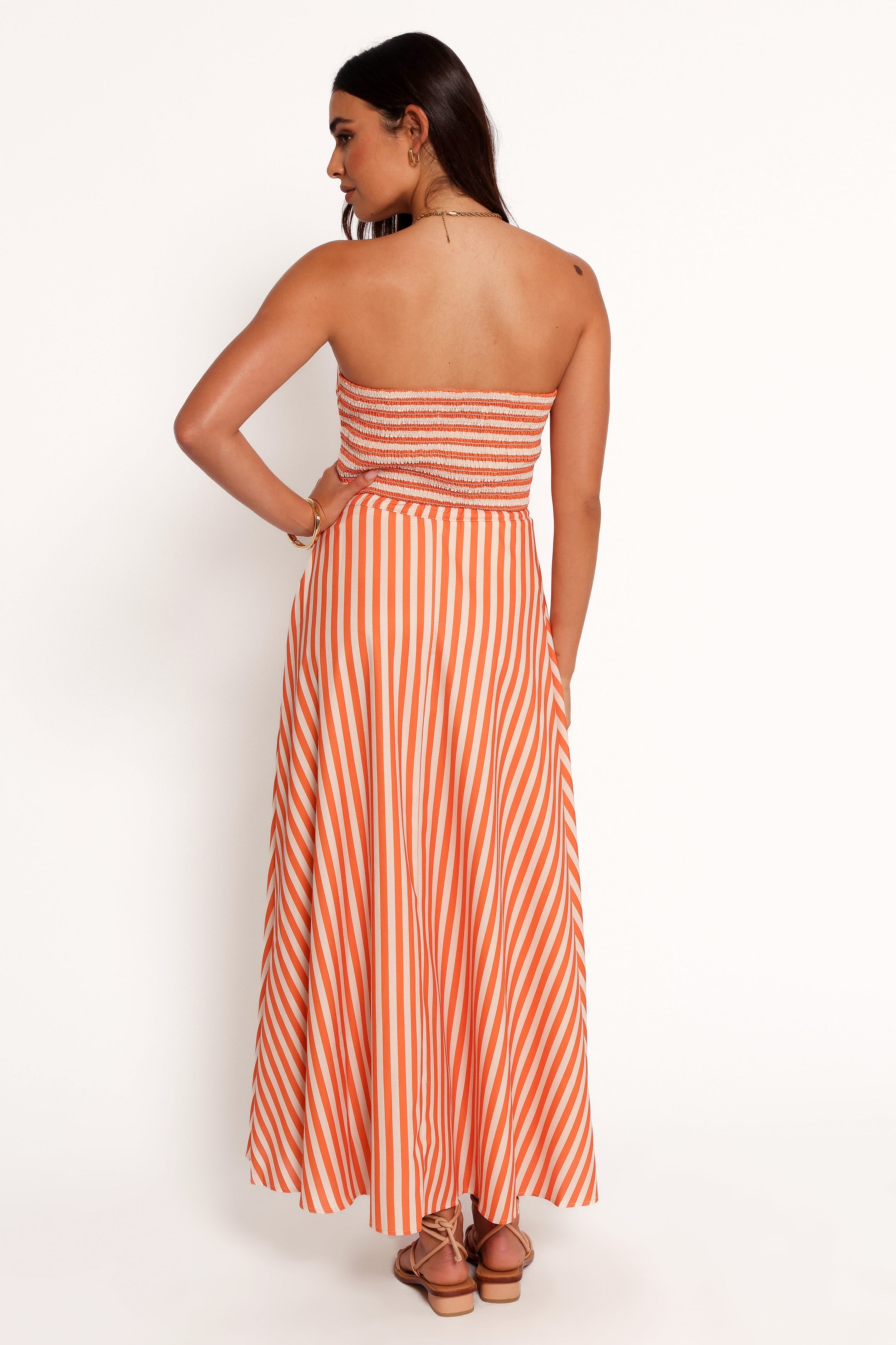 Serafina Two Piece Set - Orange Beige Stripe-Ladys Street