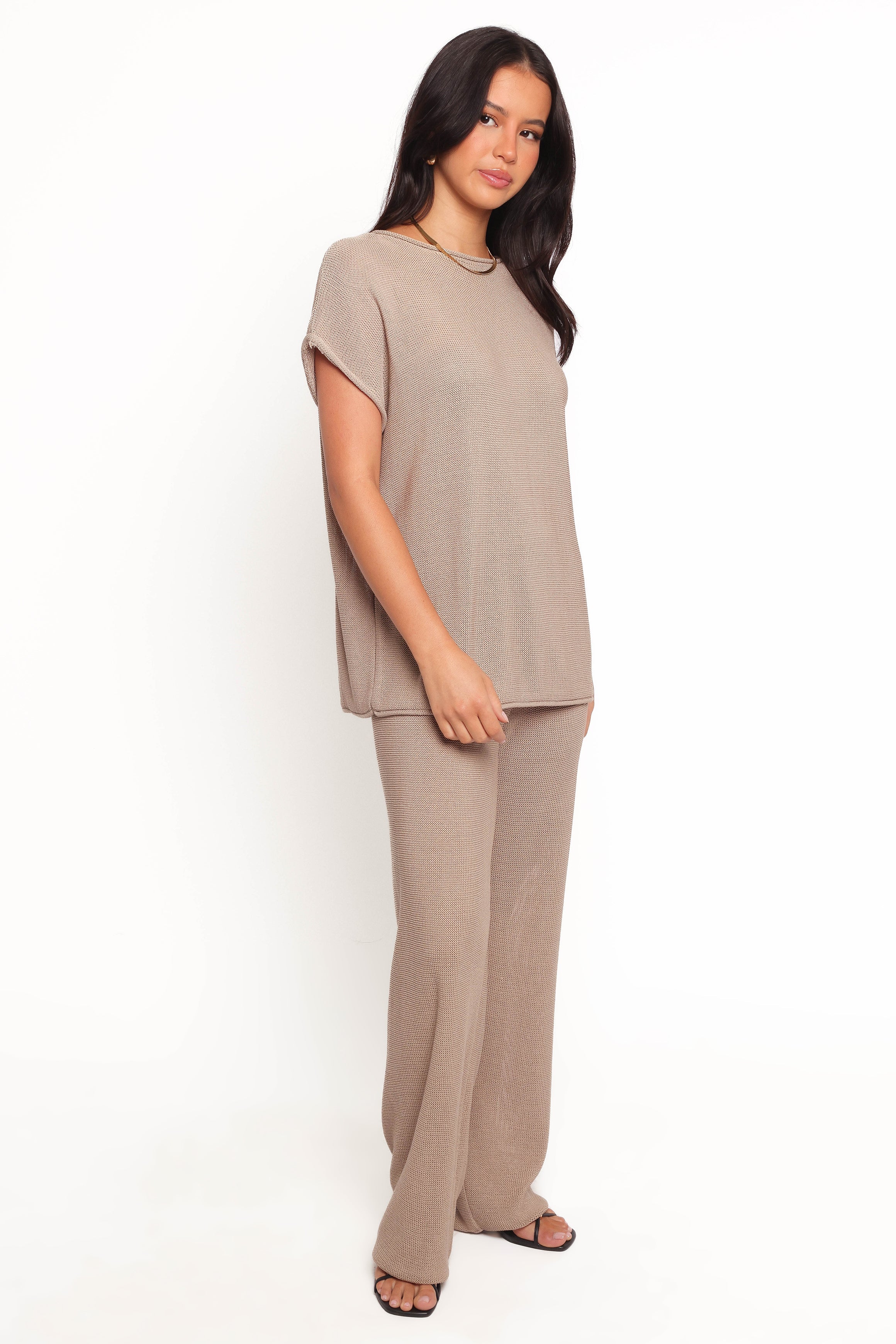 Stassia Knitted Pant Set - Brown-Ladys Street