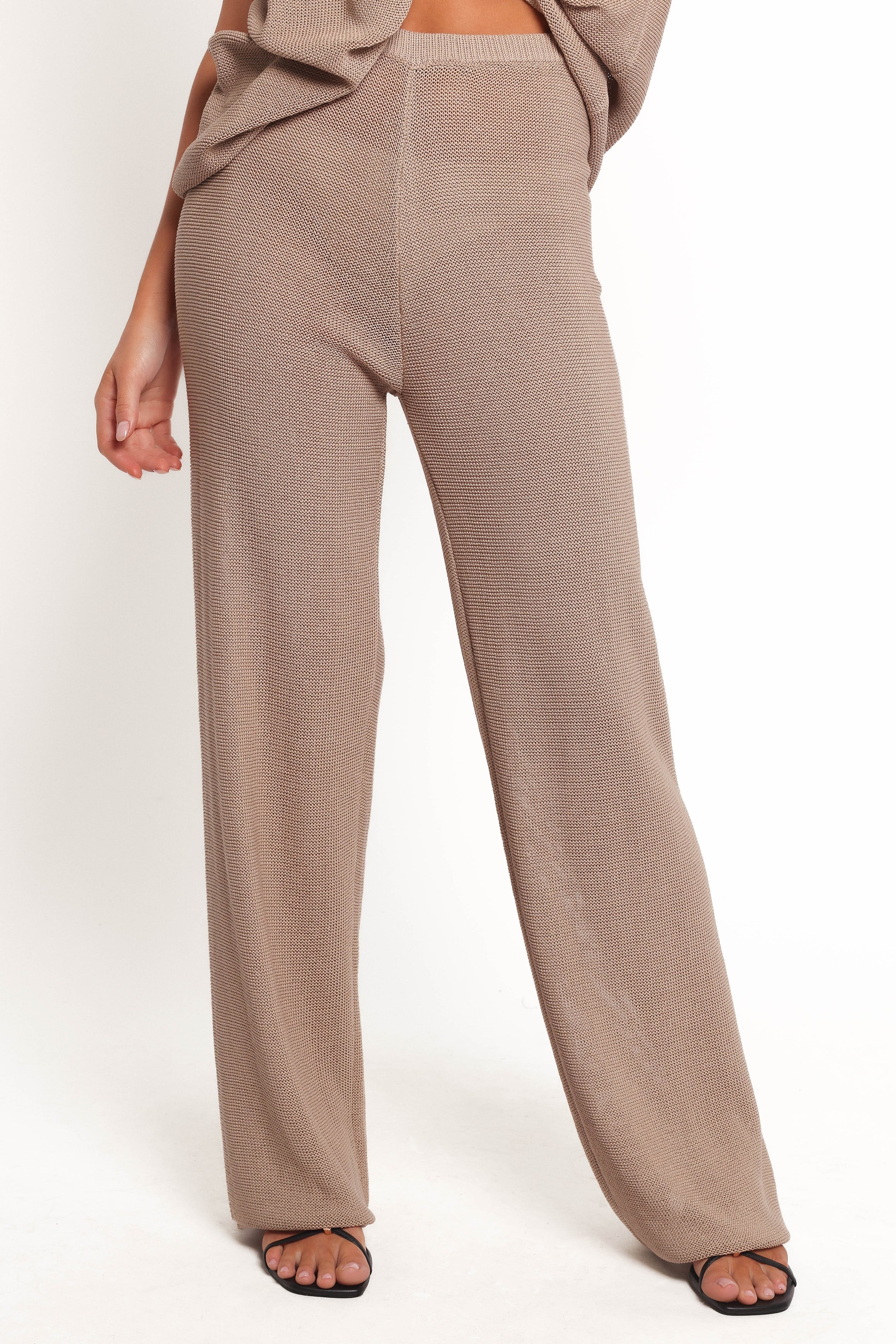 Stassia Knitted Pant Set - Brown-Ladys Street