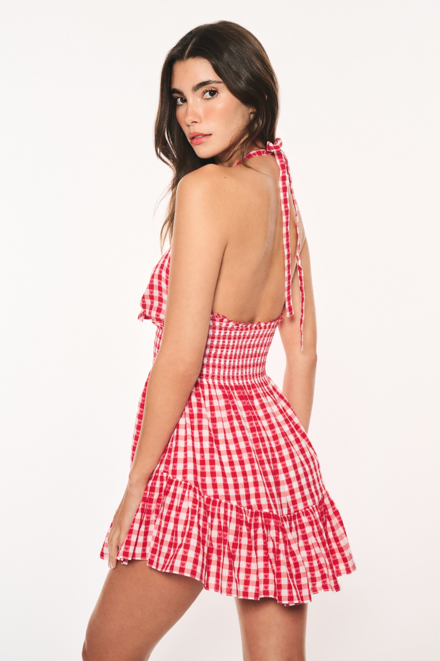 Trishelle Cotton Gingham Halter Dress-Charming Rule