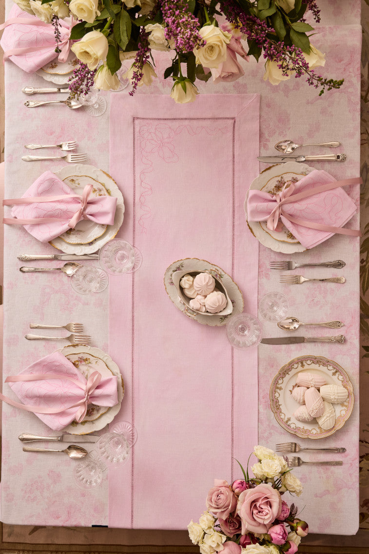 Embroidered Linen Bow Napkins - Set of 4-Charming Rule