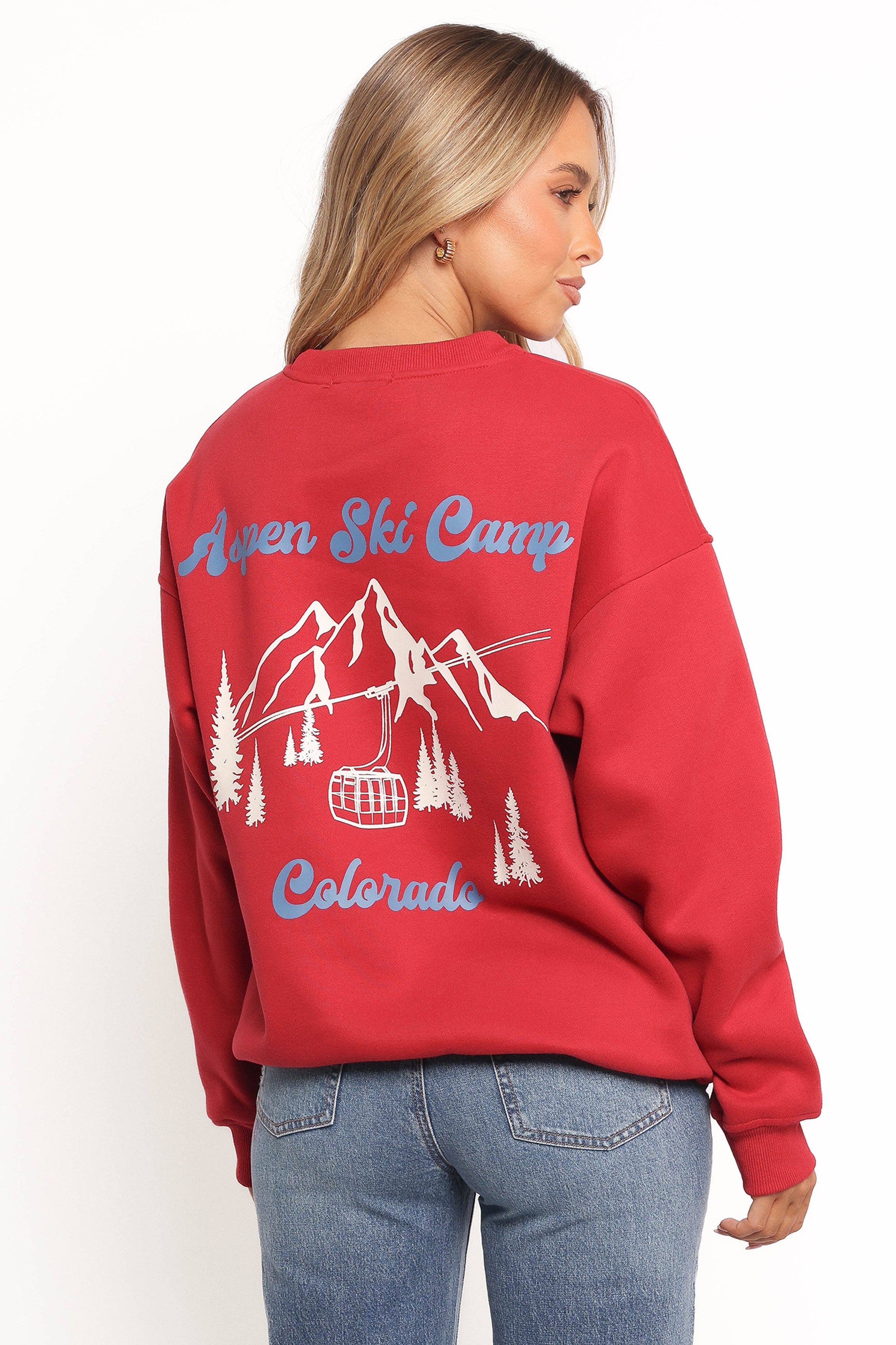 Torie Apres Ski Camp Sweatshirt - Cherry-Ladys Street