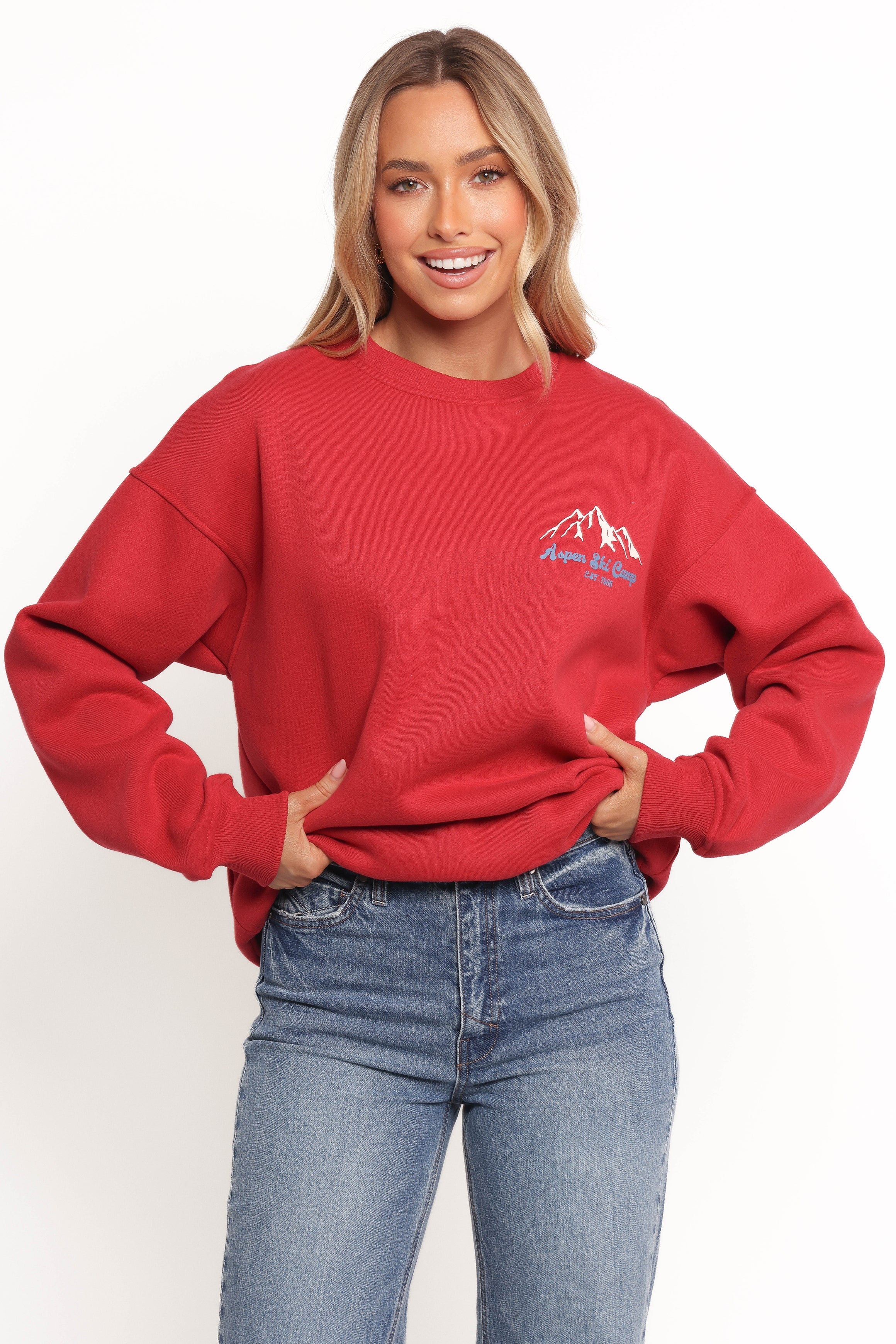 Torie Apres Ski Camp Sweatshirt - Cherry-Ladys Street