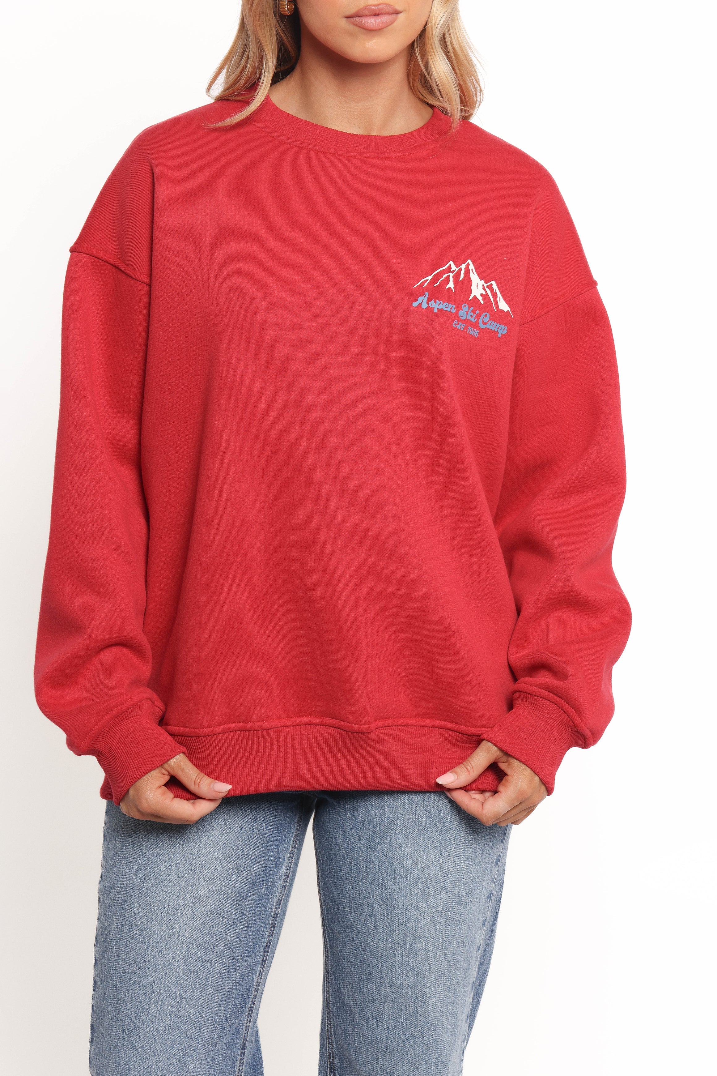 Torie Apres Ski Camp Sweatshirt - Cherry-Ladys Street