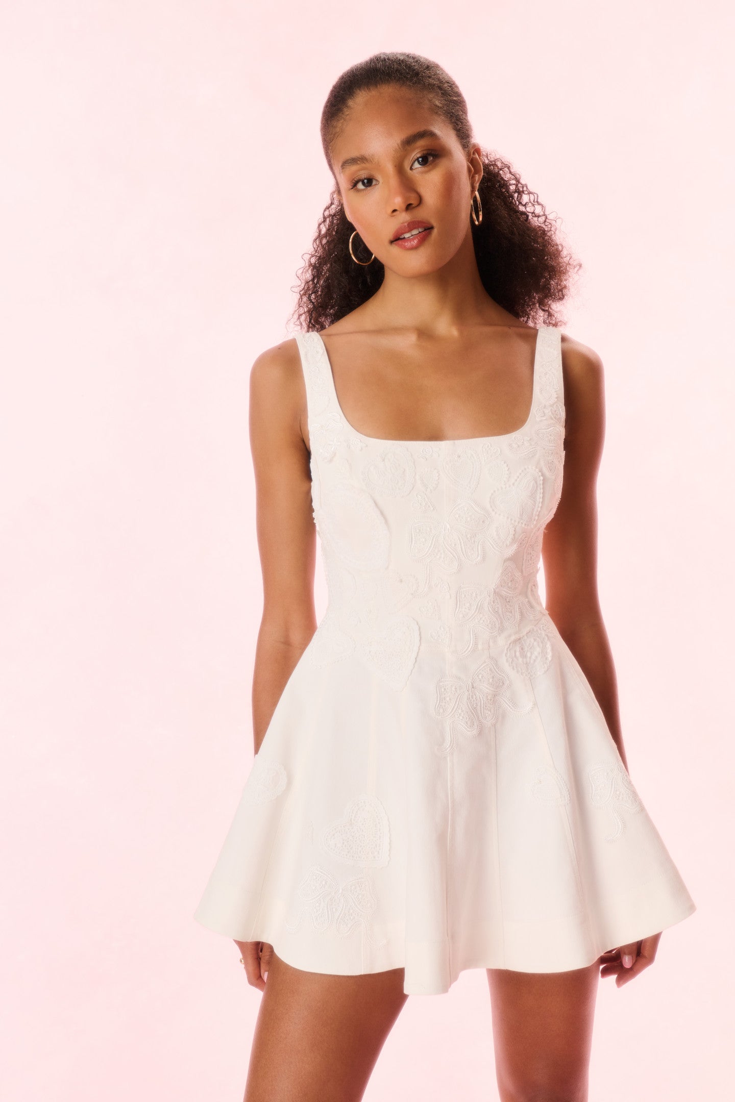 Vionne Denim Embroidered Mini Dress-Charming Rule