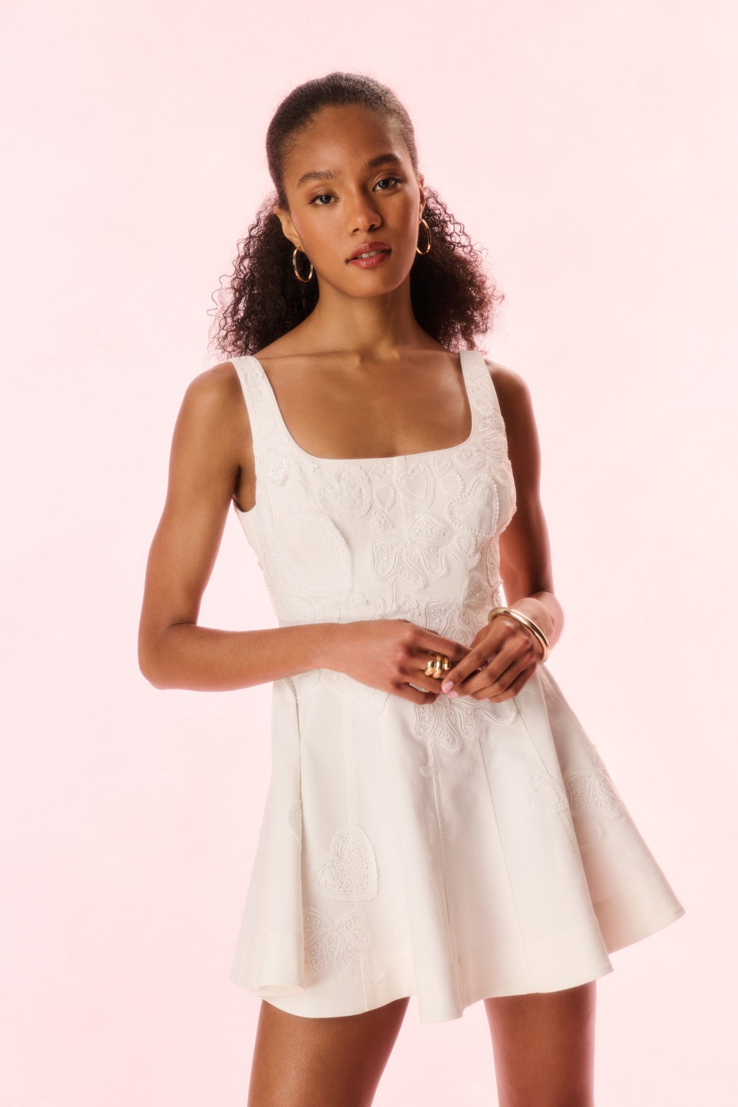 Vionne Denim Embroidered Mini Dress-Charming Rule