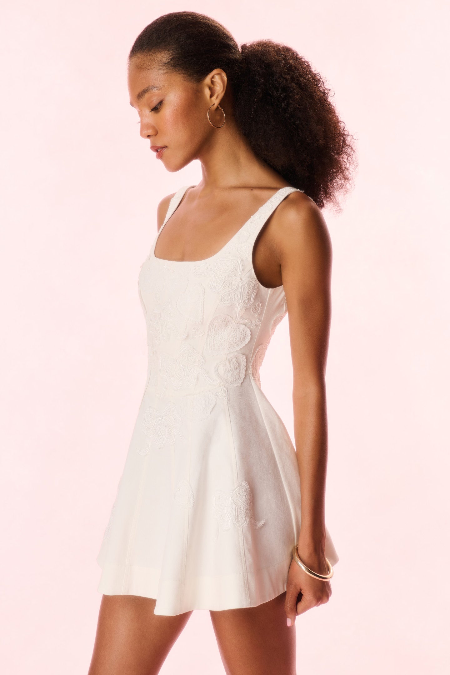 Vionne Denim Embroidered Mini Dress-Charming Rule