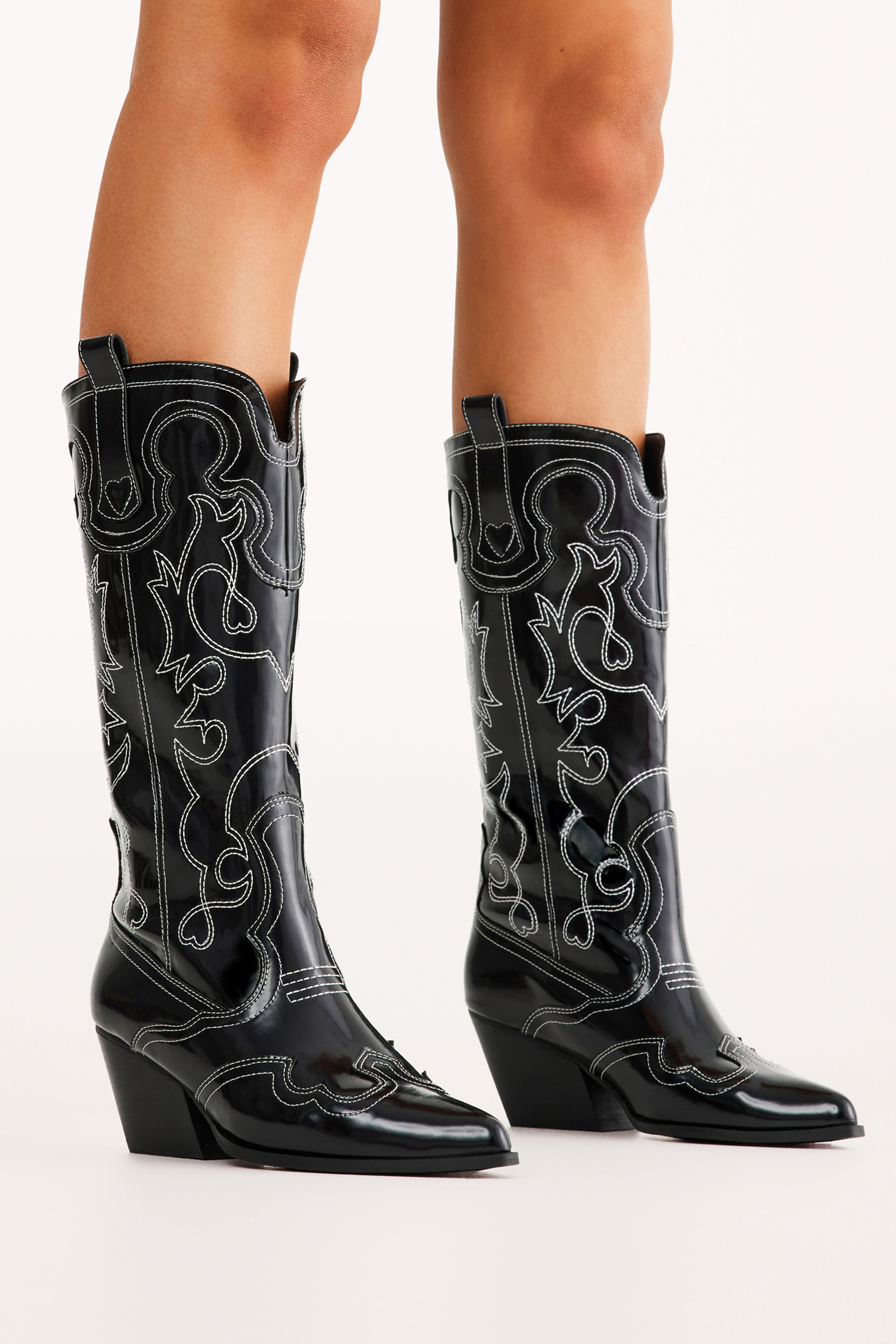 Zaine Boot - Black Shine-Ladys Street