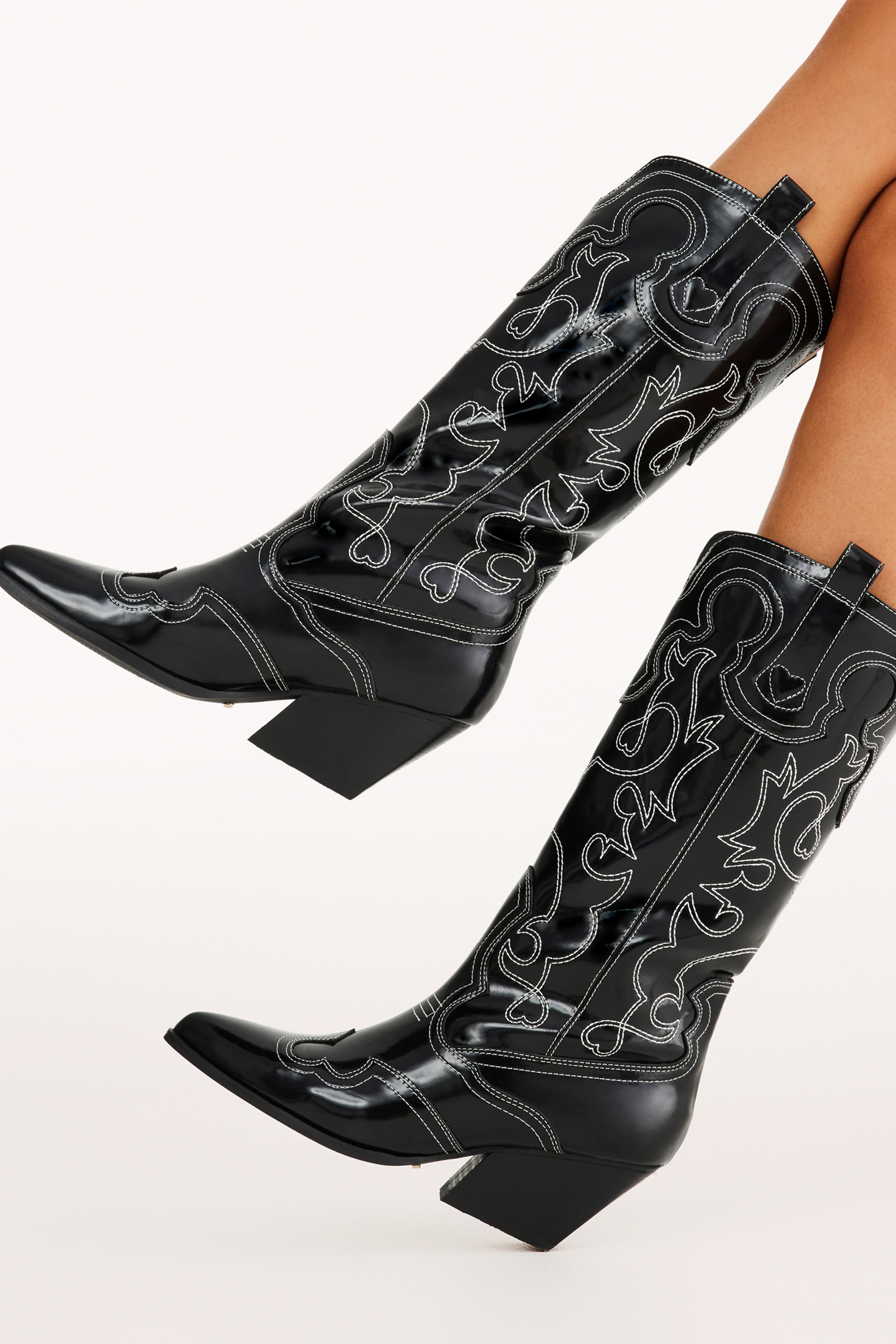 Zaine Boot - Black Shine-Ladys Street