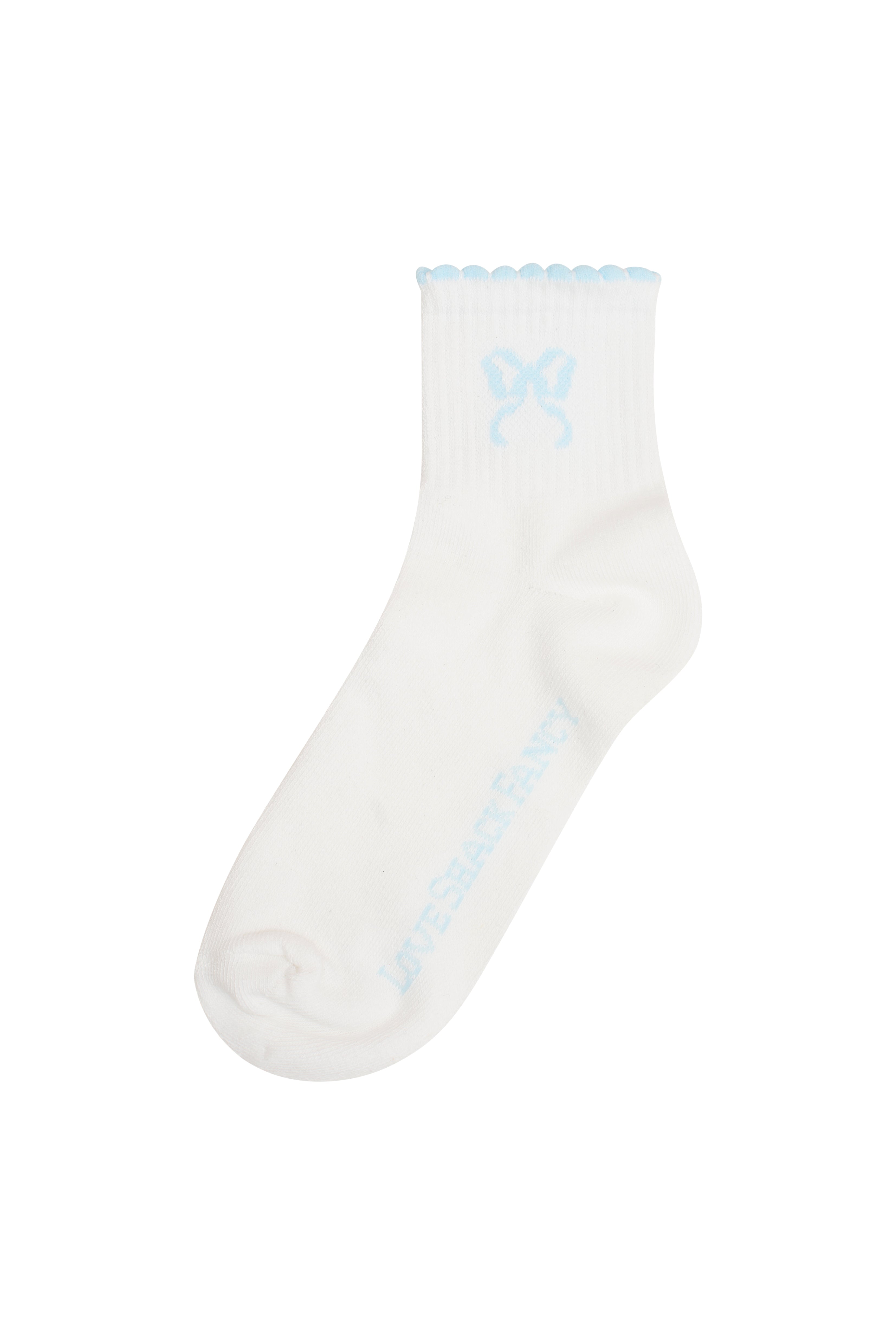 Doyenne Cotton Bow Ankle Socks - BLUE-Charming Rule