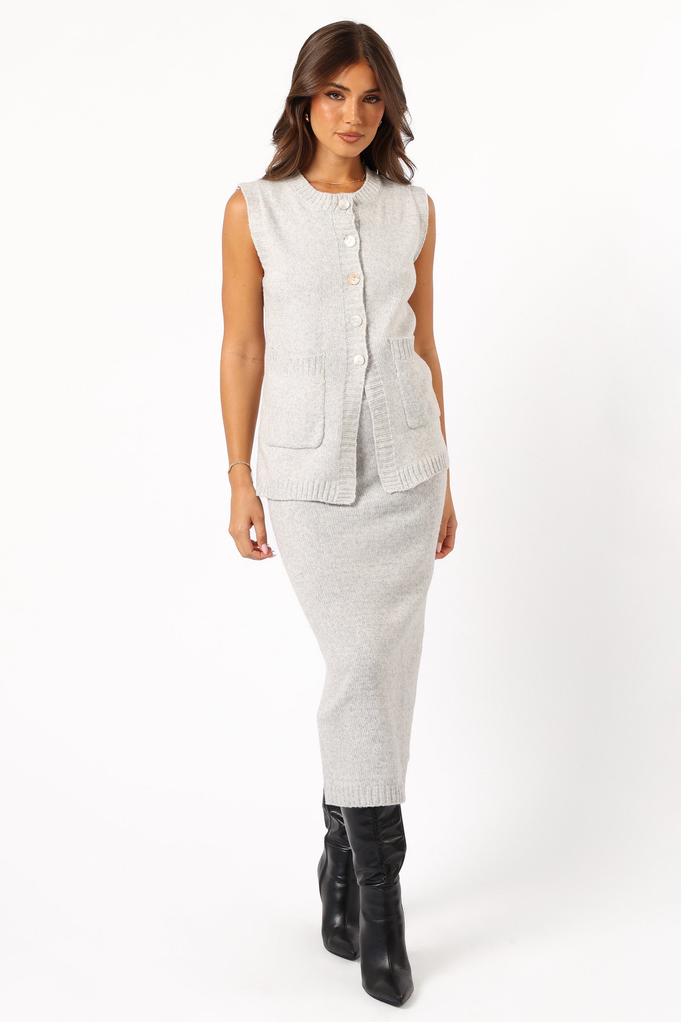 Kaplan Knitted Set - Grey-Ladys Street