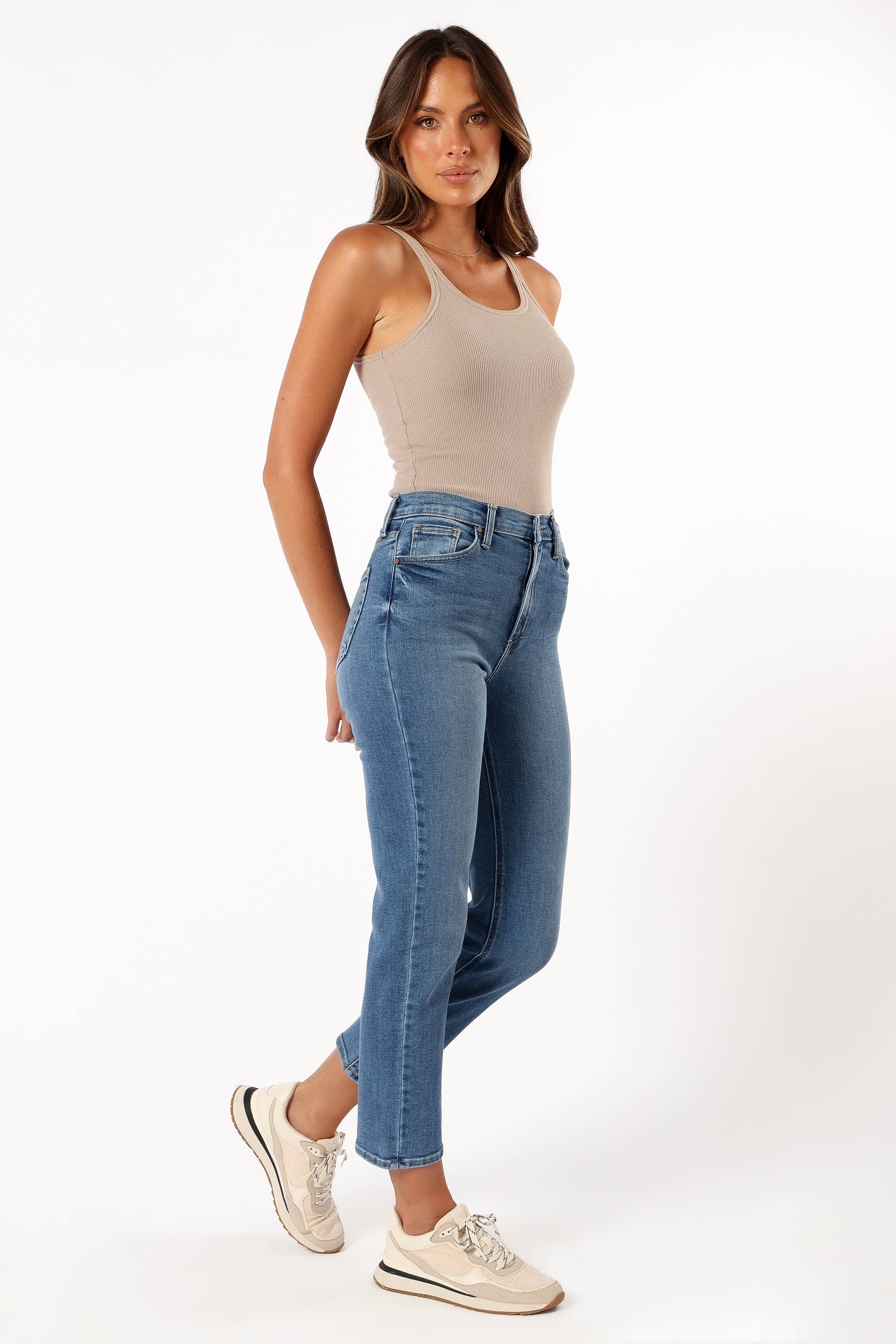 Lea High Rise Classic Straight Jean - Medium Denim-Ladys Street