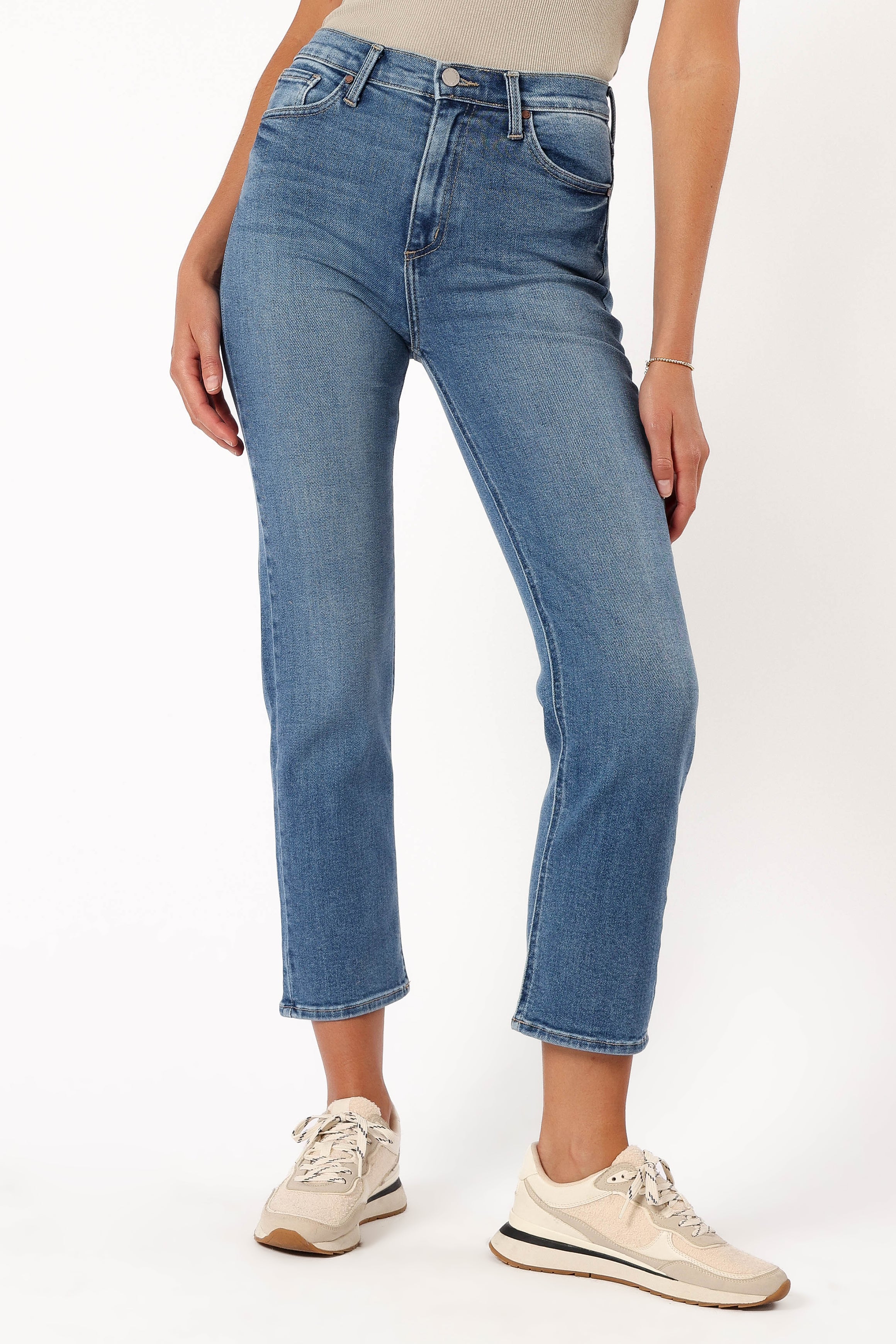 Lea High Rise Classic Straight Jean - Medium Denim-Ladys Street