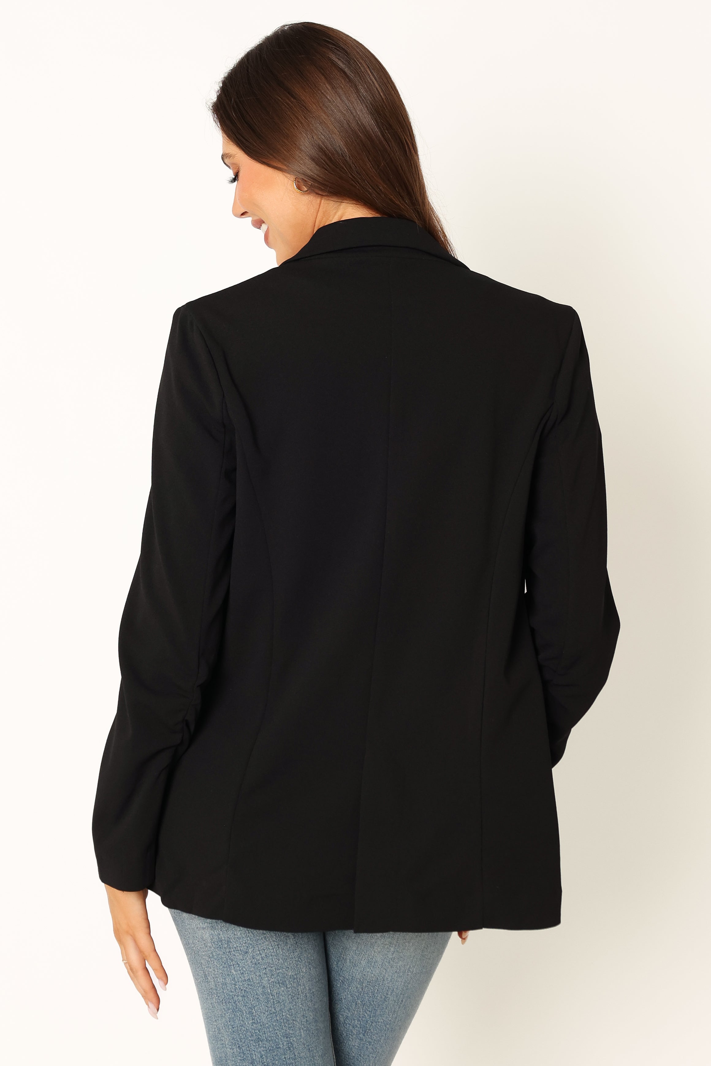 Ailani Button Front Blazer - Black-Charming Rule