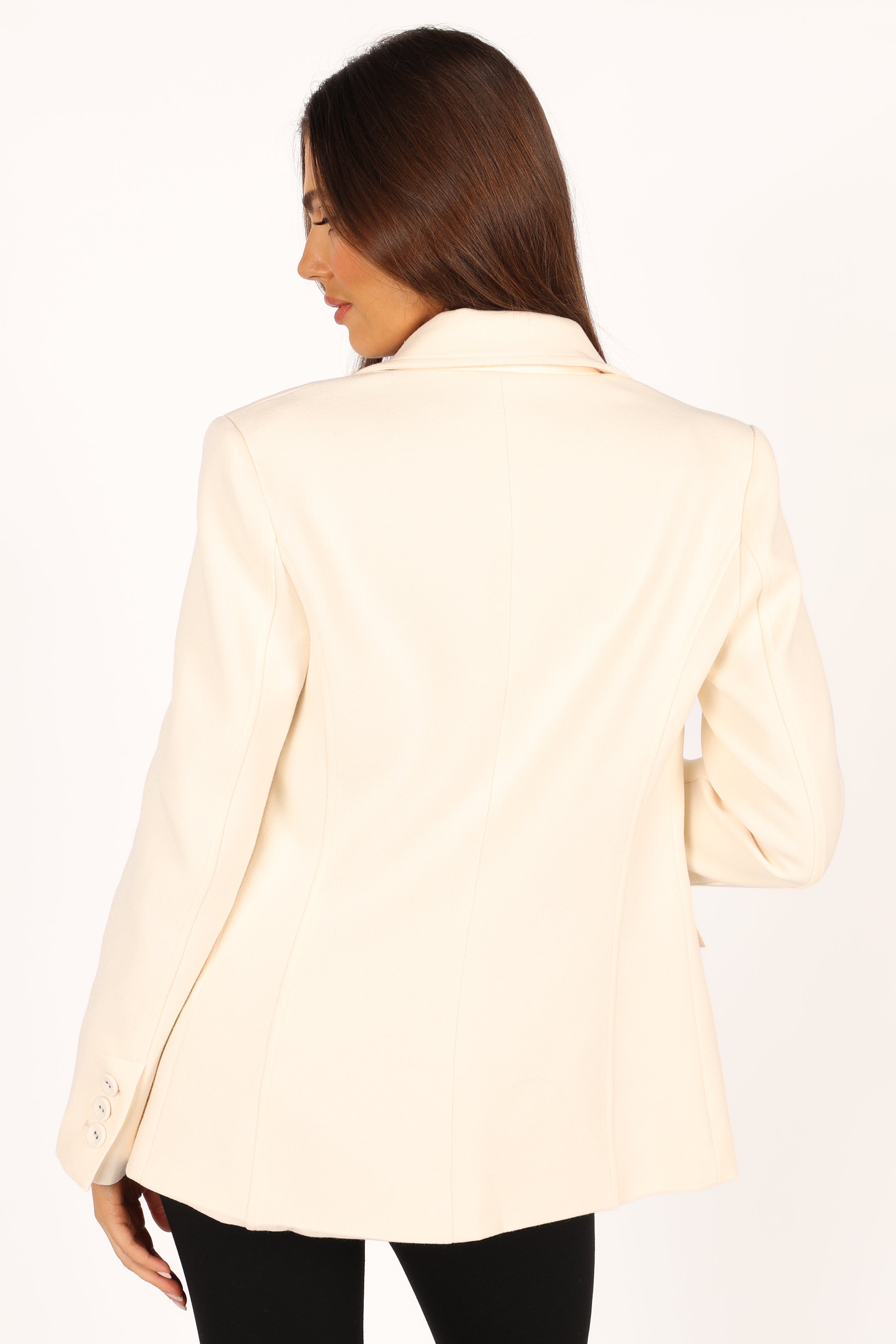 Lillian Button Front Blazer - Cream-Ladys Street