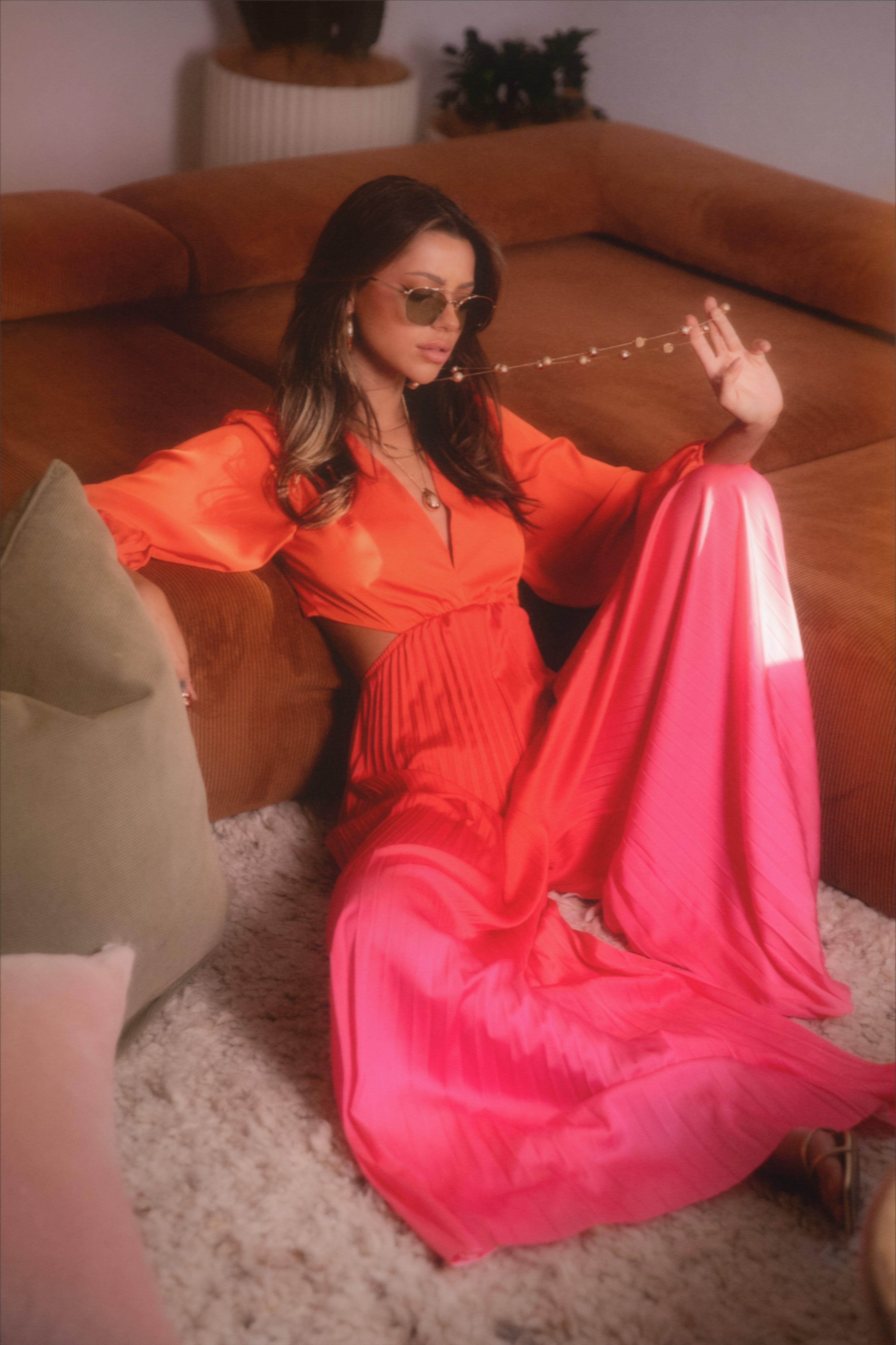 Krista Gradient Jumpsuit - Red-Ladys Street